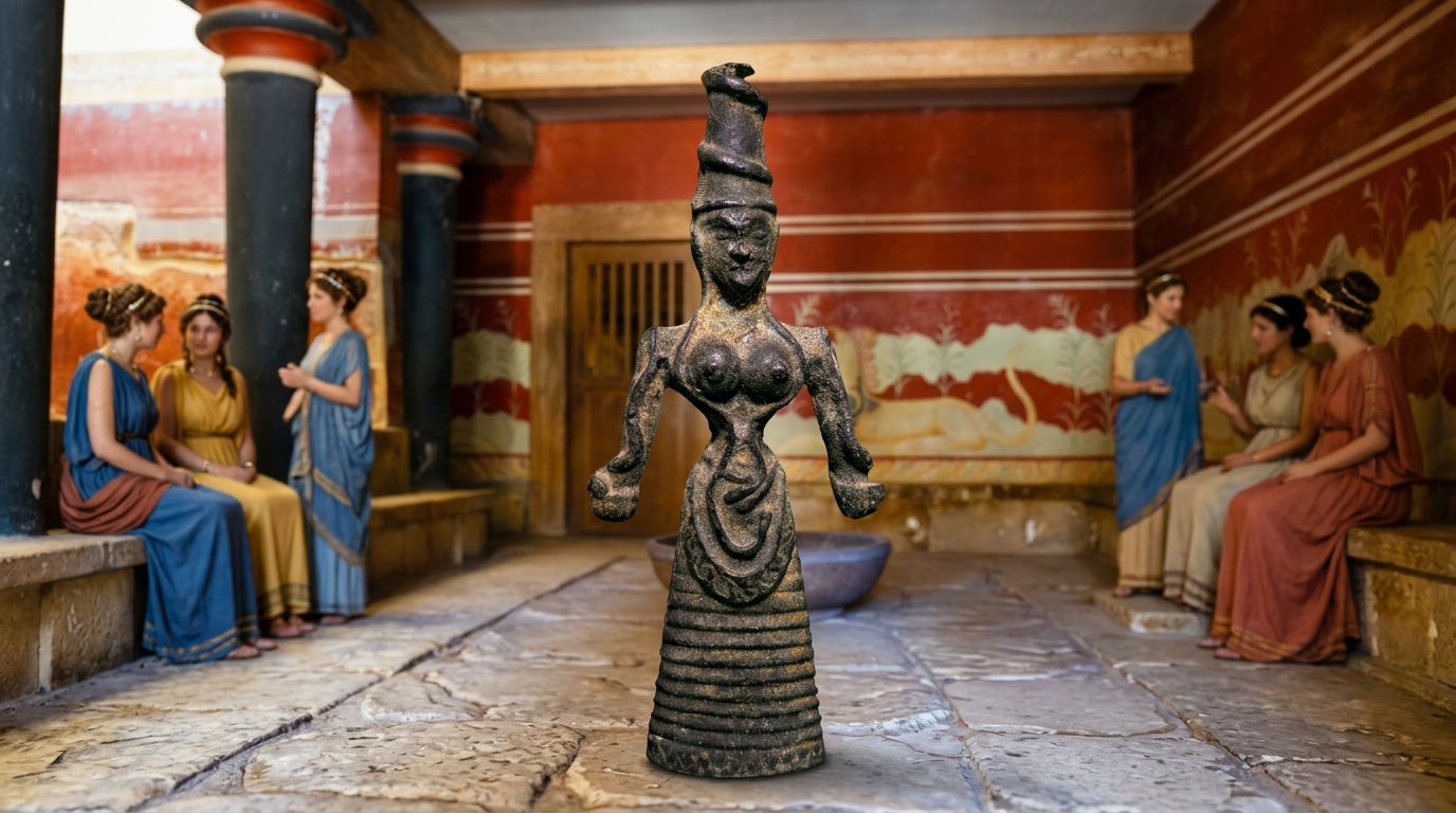 Statuain Bronzo Dea Serpente Minoico