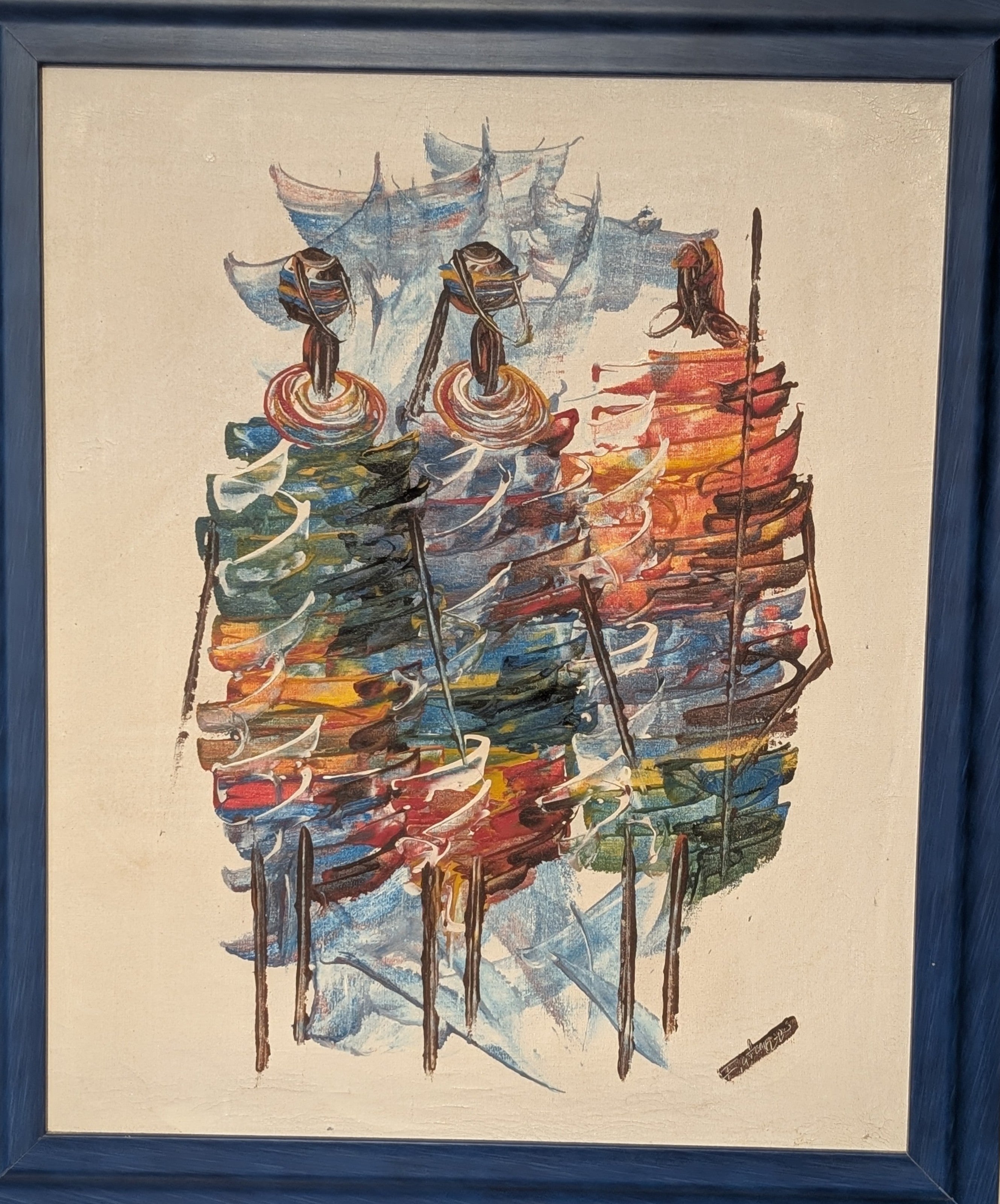 Tre Donne Masai – dipinto Tingatinga, 40×50 cm, scuola Tingatinga, Tanzania