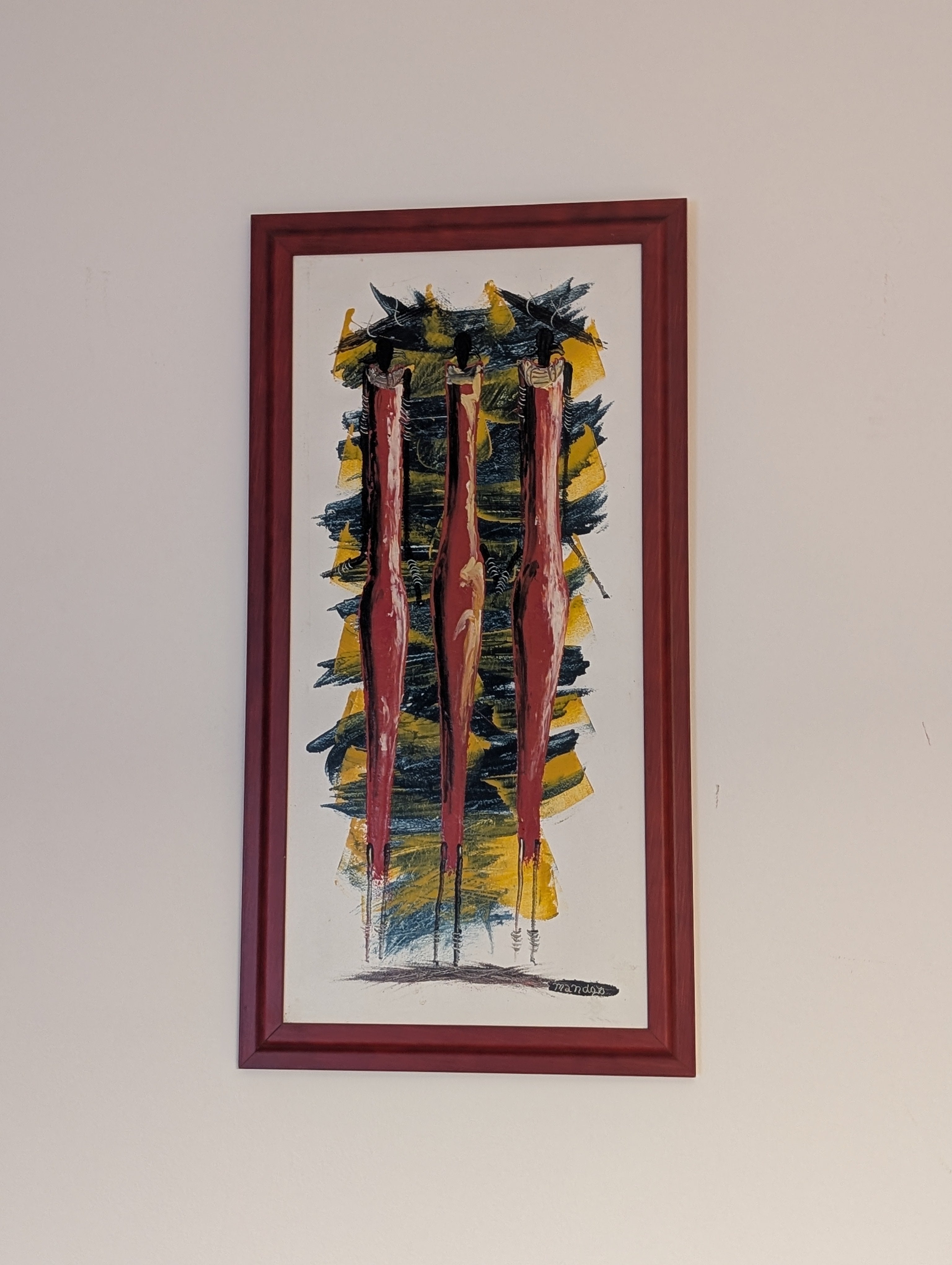 Donne Masai – dipinto Tingatinga, 40×80 cm, Mandajo, Tanzania