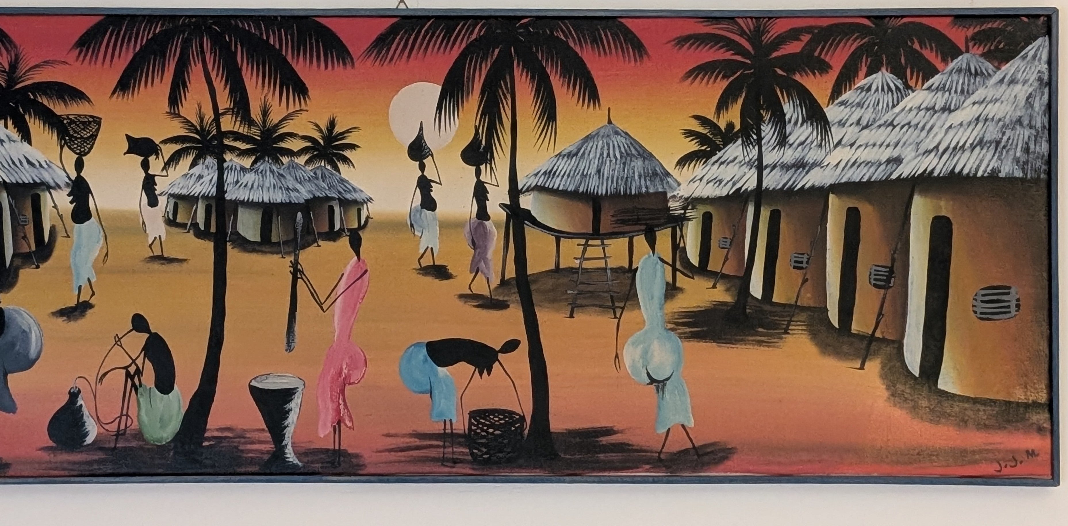 Bambino che Piange – dipinto Tingatinga, 90×30 cm, J.J.M., Tanzania