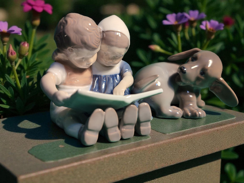 Statuina B&G Bimbi Leggono Bassotto Porcellana Danese Vintage