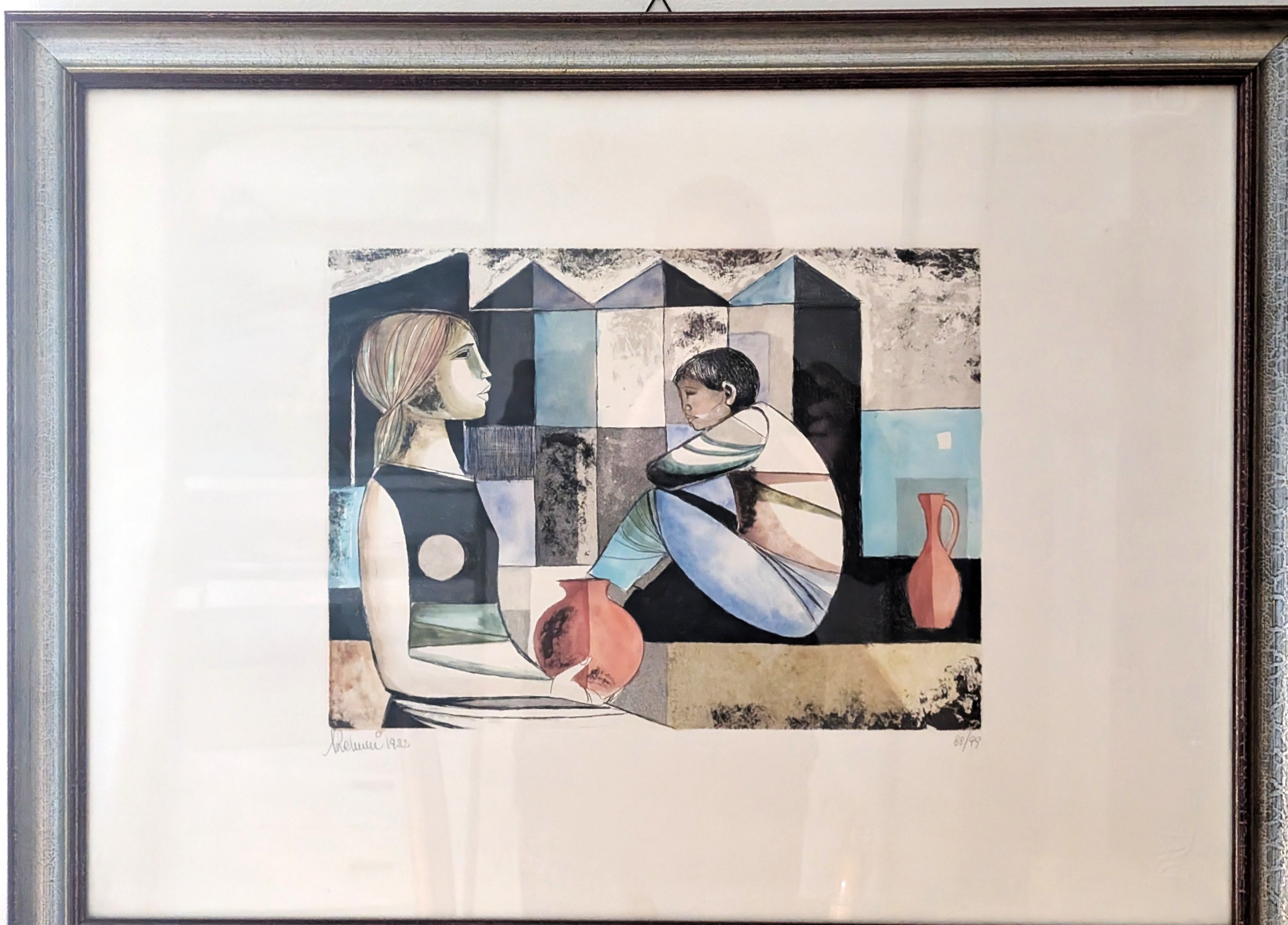 Serigrafia Lucio Ranucci "Scena Quotidiana" 40x30cm - Cubo-Espressionismo