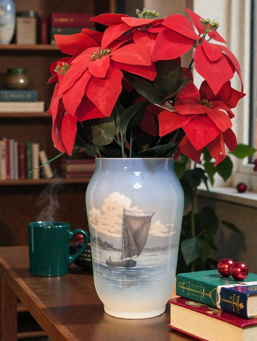 Vaso Royal Copenhagen Porcellana Barca a Vela Dipinta Mano – Danish Vintage Sailboat