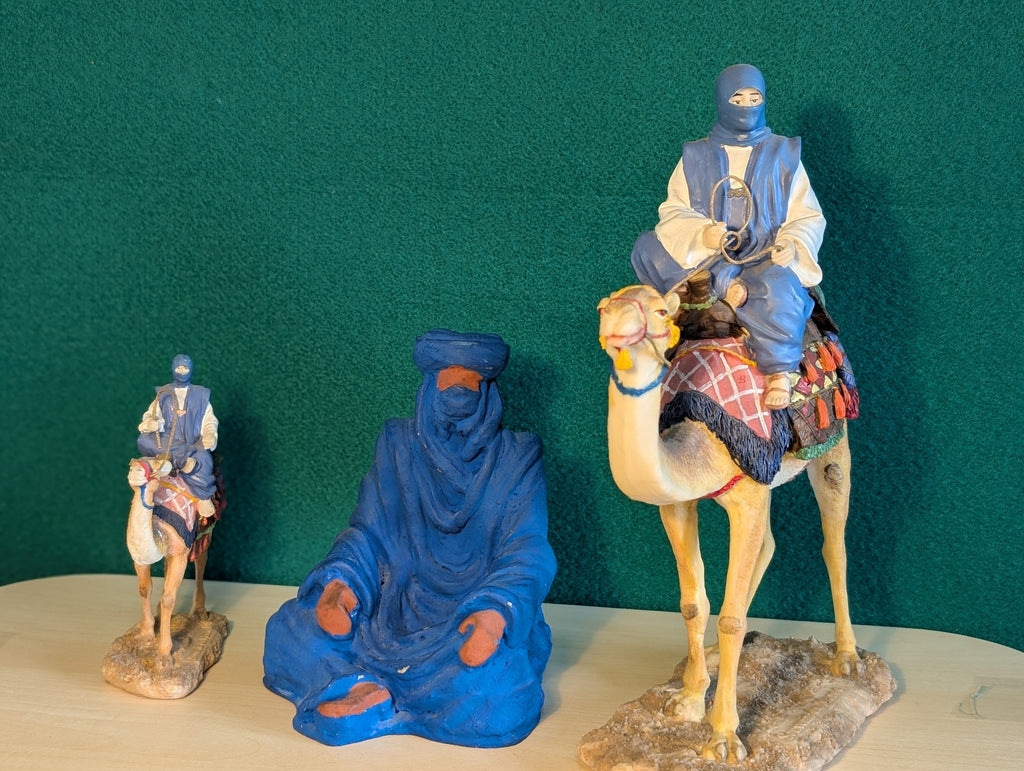 Statuette Tuareg Terracotta Blu - Folklore Marocchino Artigianato 15cm
