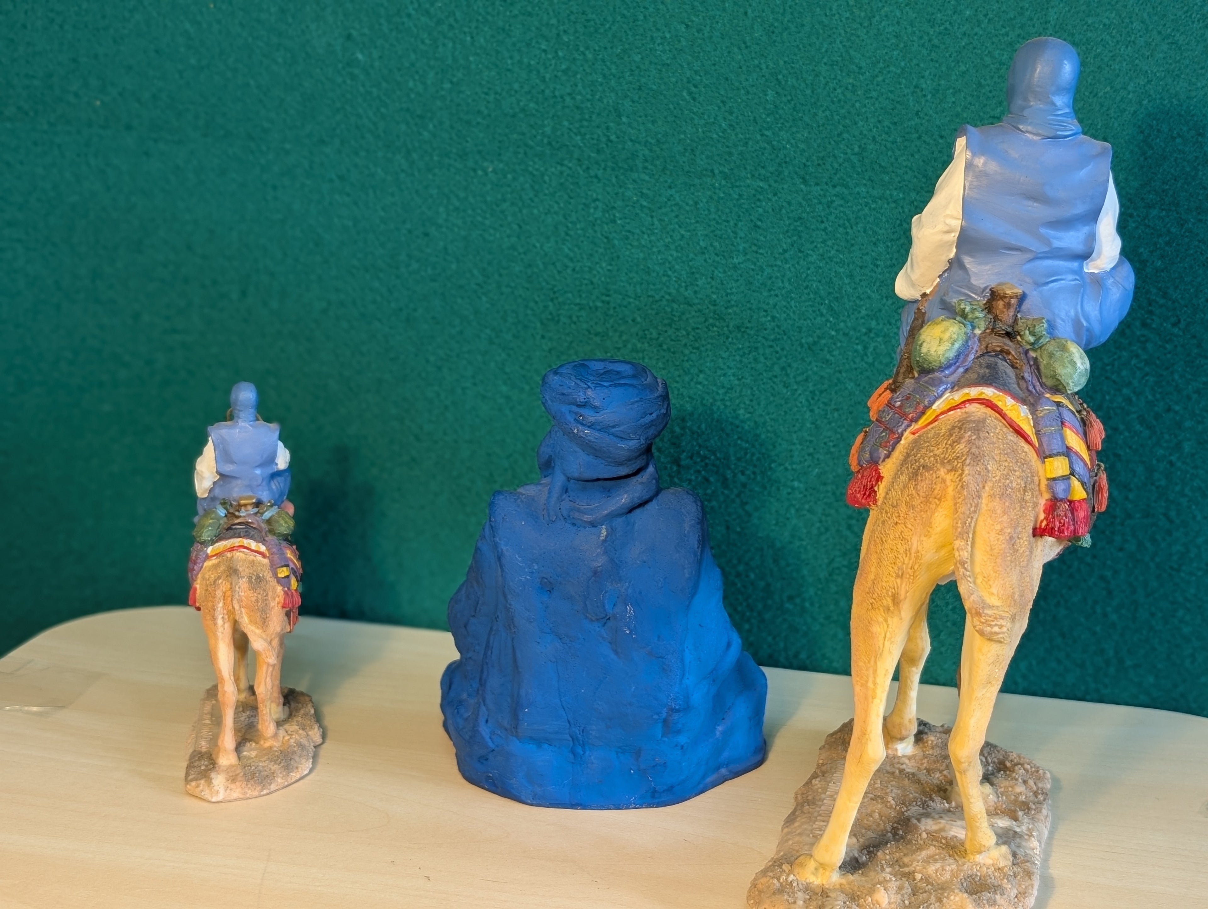 Statuette Tuareg Terracotta Blu - Folklore Marocchino Artigianato 15cm