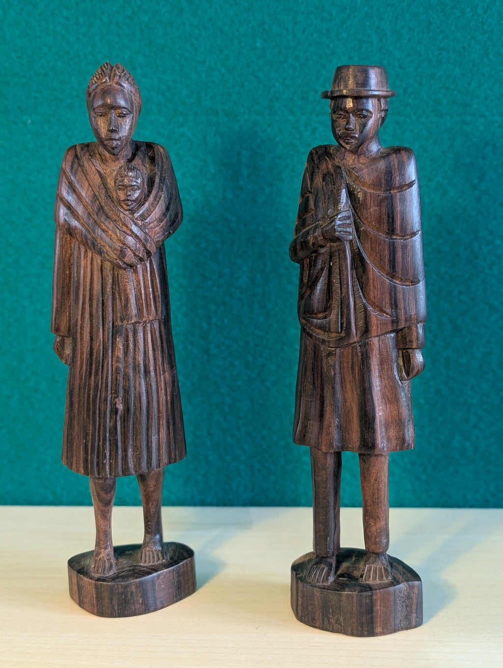 coppia Statuette Madagascar 22cm - Legno Intagliato Arte Africana