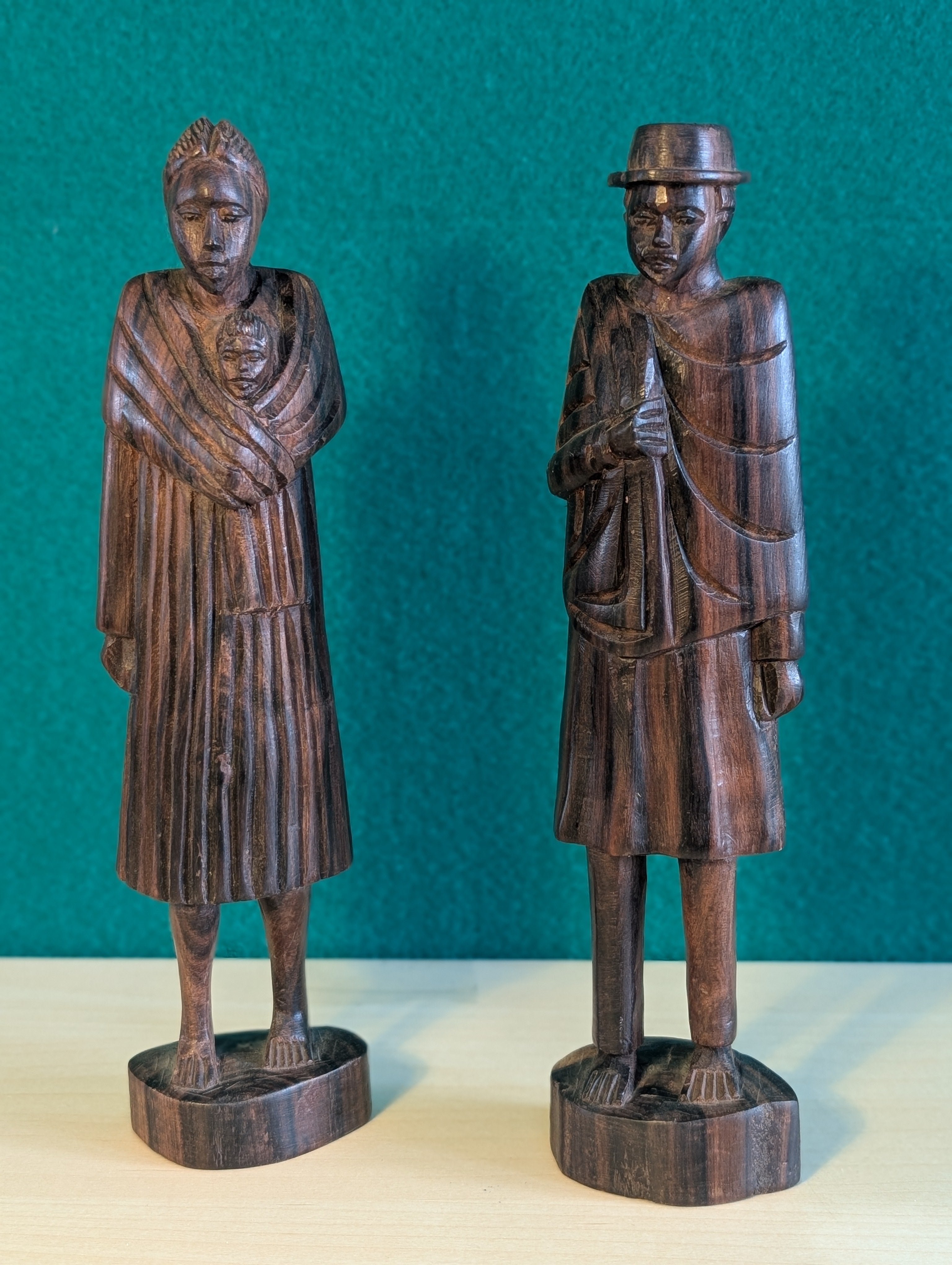 coppia Statuette Madagascar 22cm - Legno Intagliato Arte Africana