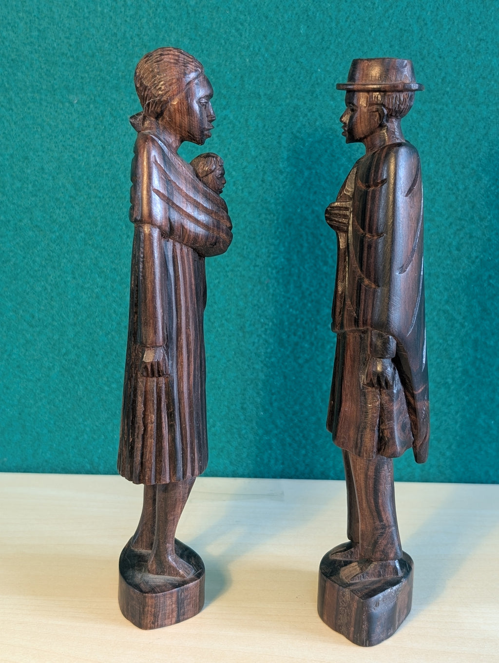 coppia Statuette Madagascar 22cm - Legno Intagliato Arte Africana