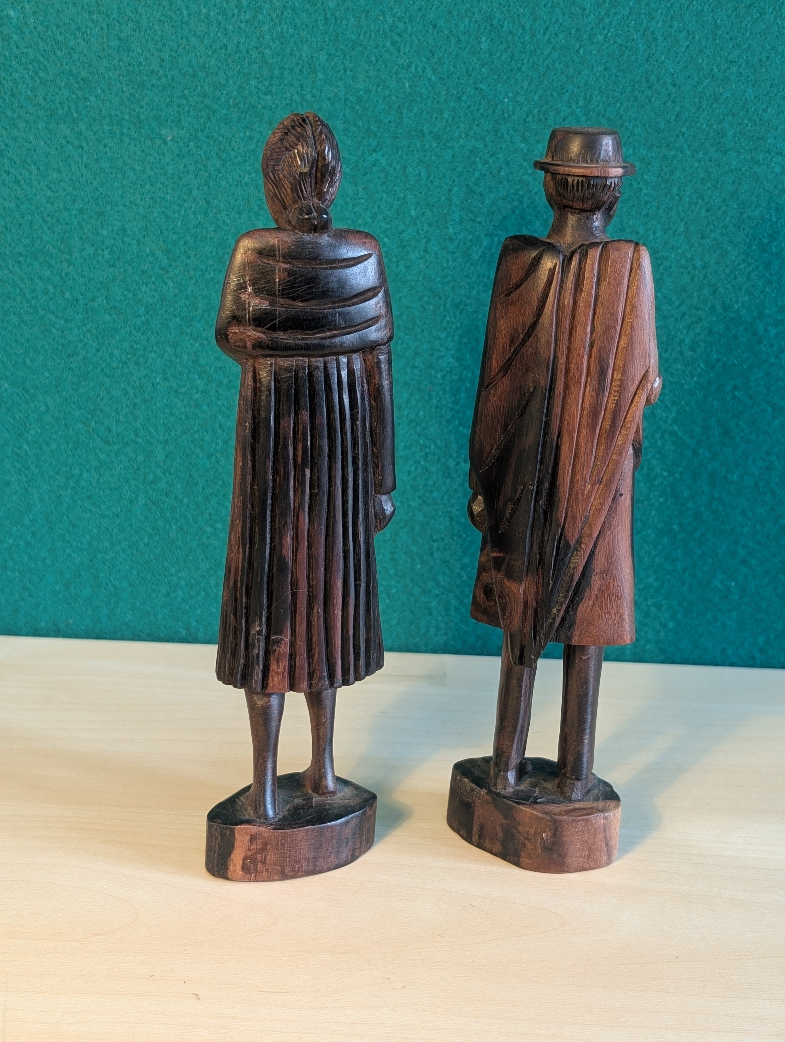 coppia Statuette Madagascar 22cm - Legno Intagliato Arte Africana