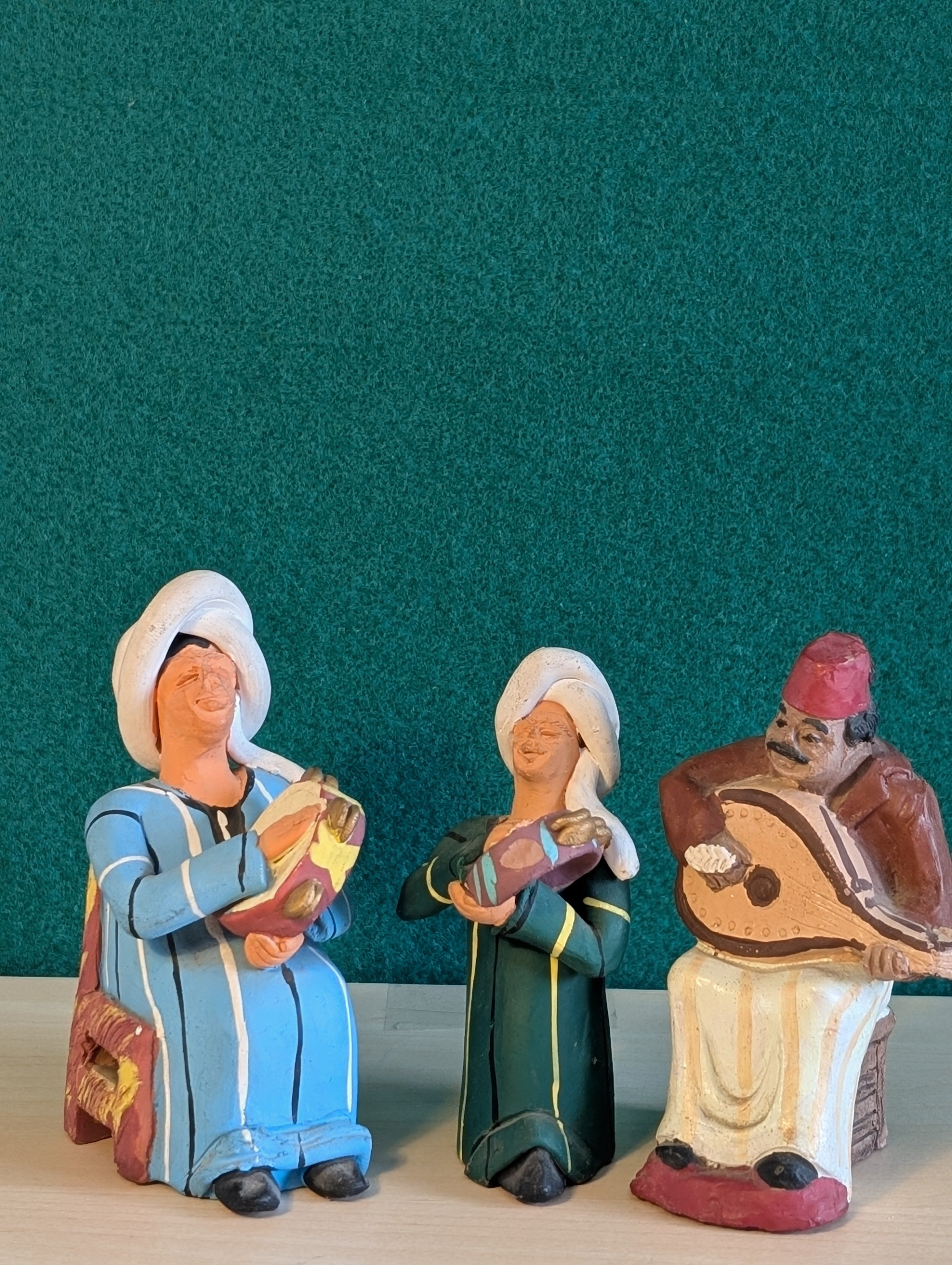 Statuette Musicisti Marocchini Terracotta: Artigianato Tradizionale Souk Marocco 12 cm