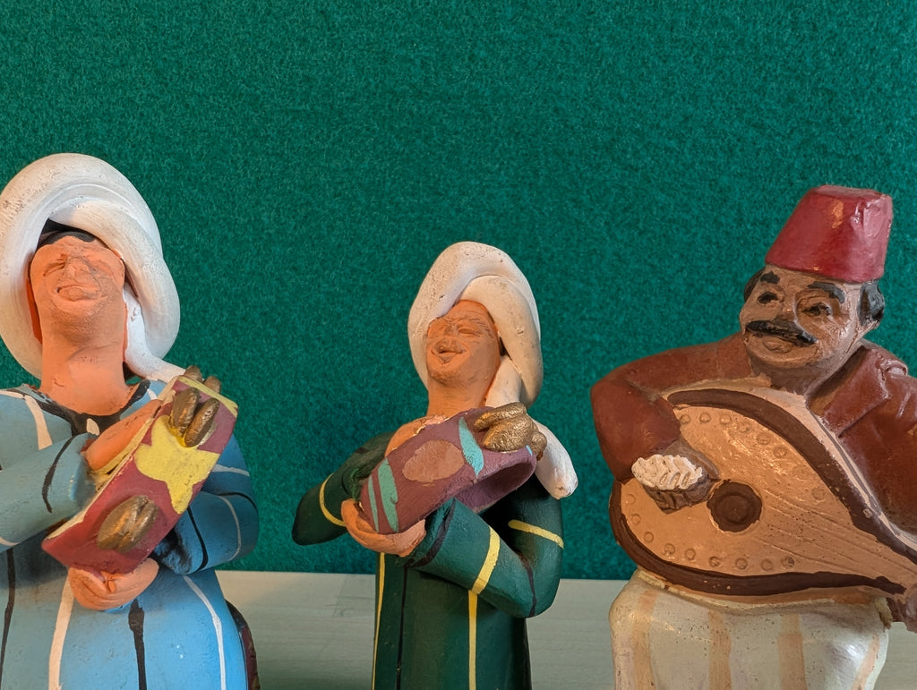 Statuette Musicisti Marocchini Terracotta: Artigianato Tradizionale Souk Marocco 12 cm