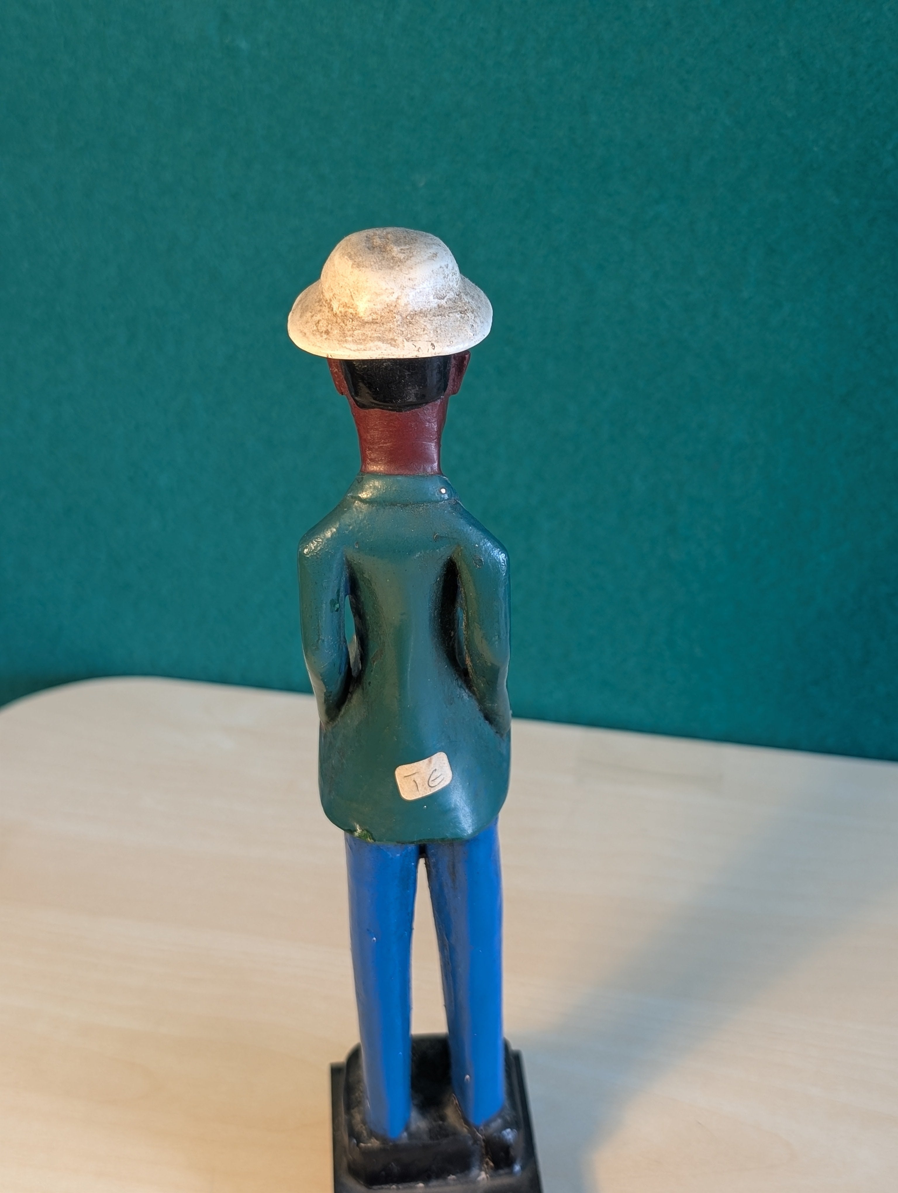 statuetta Africana Legno Dipinto 27cm - Arte Tribale Costa d'Avorio