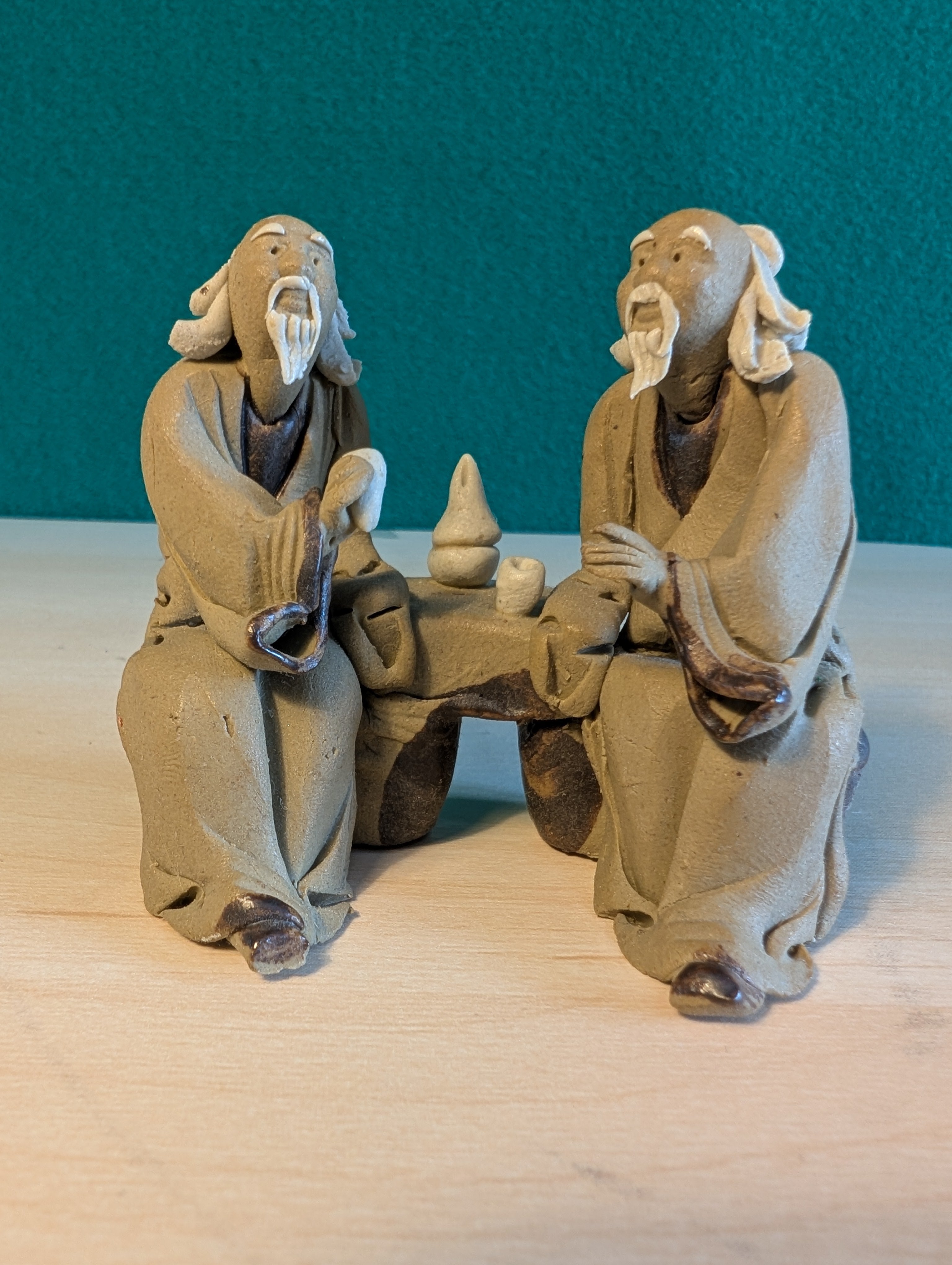 Statuette Cinesi Mudman in Terracotta - Artigianato Shiwan Vintage