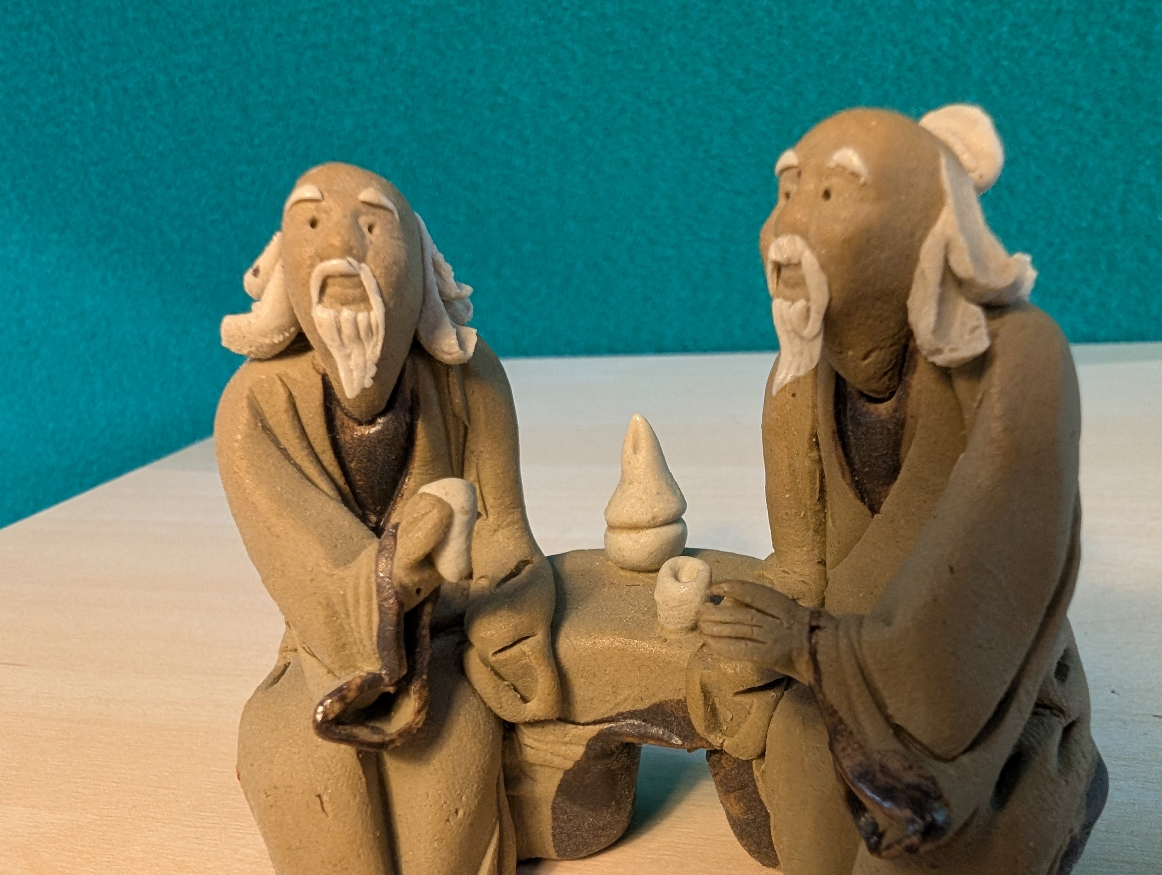 Statuette Cinesi Mudman in Terracotta - Artigianato Shiwan Vintage