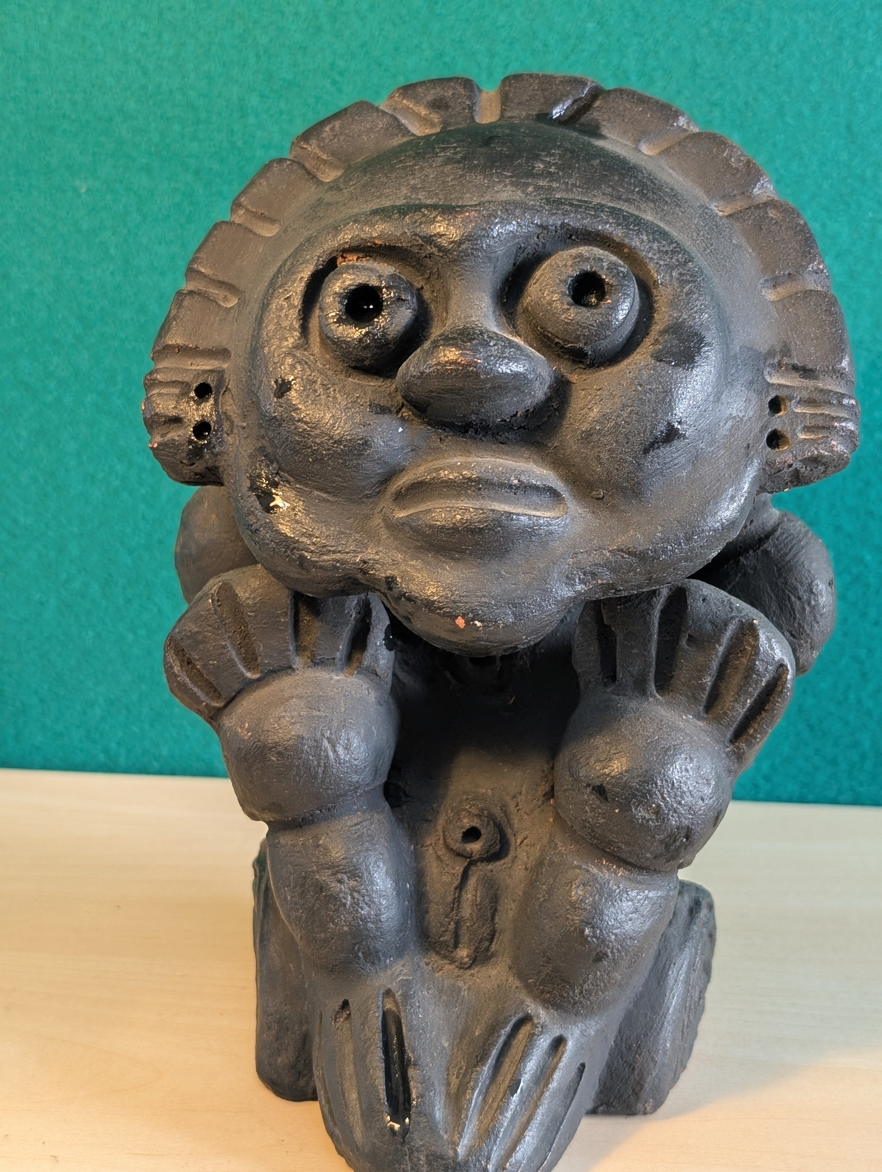 Statuetta Dio del Sole Taino - Scultura Artigianale in Argilla | Collezionismo