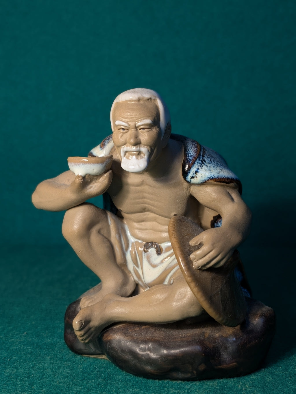 Statuetta Pescatore Shiwan Mudman Ceramica Cinese Vintage 1970 – Artigianato Shiwan Ware