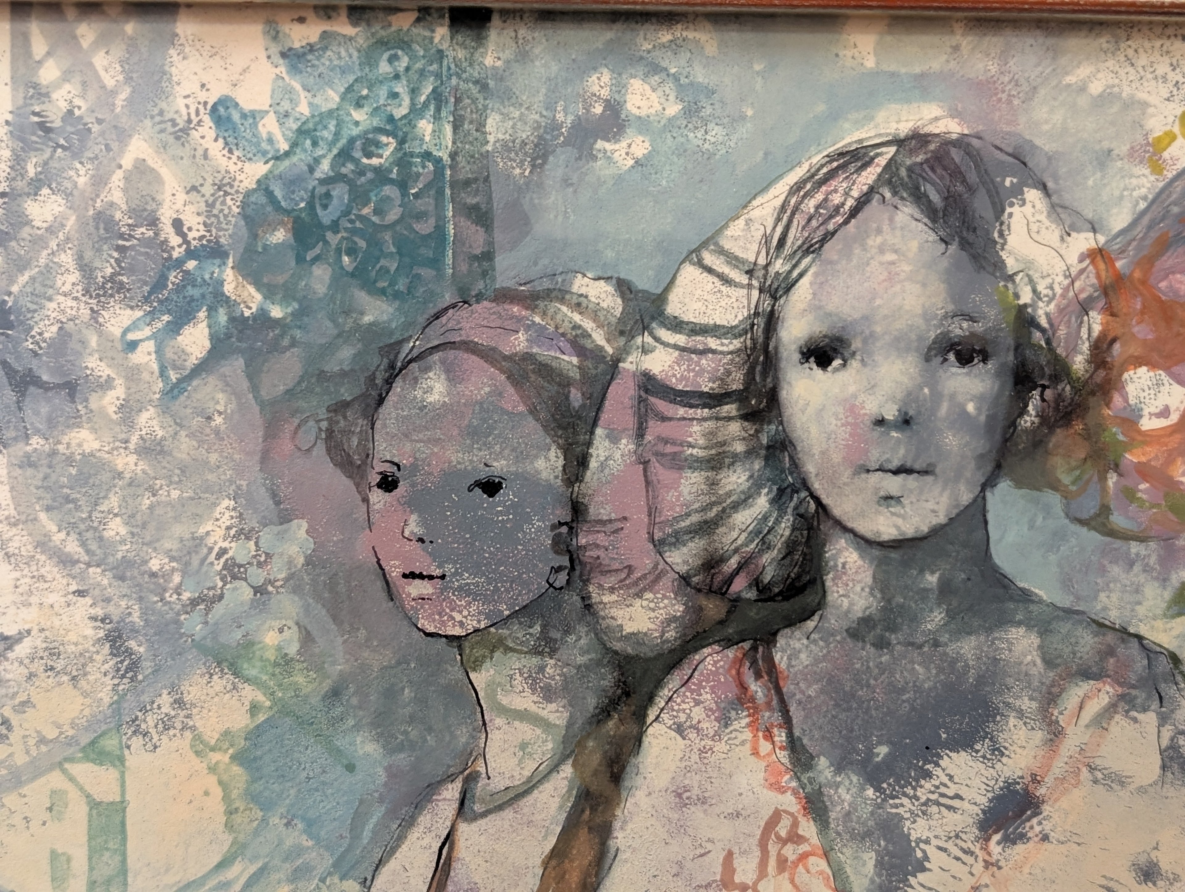 Due Ragazze in Blu – olio su tela, 30×25 cm, Giuseppe Giorgi, 1982