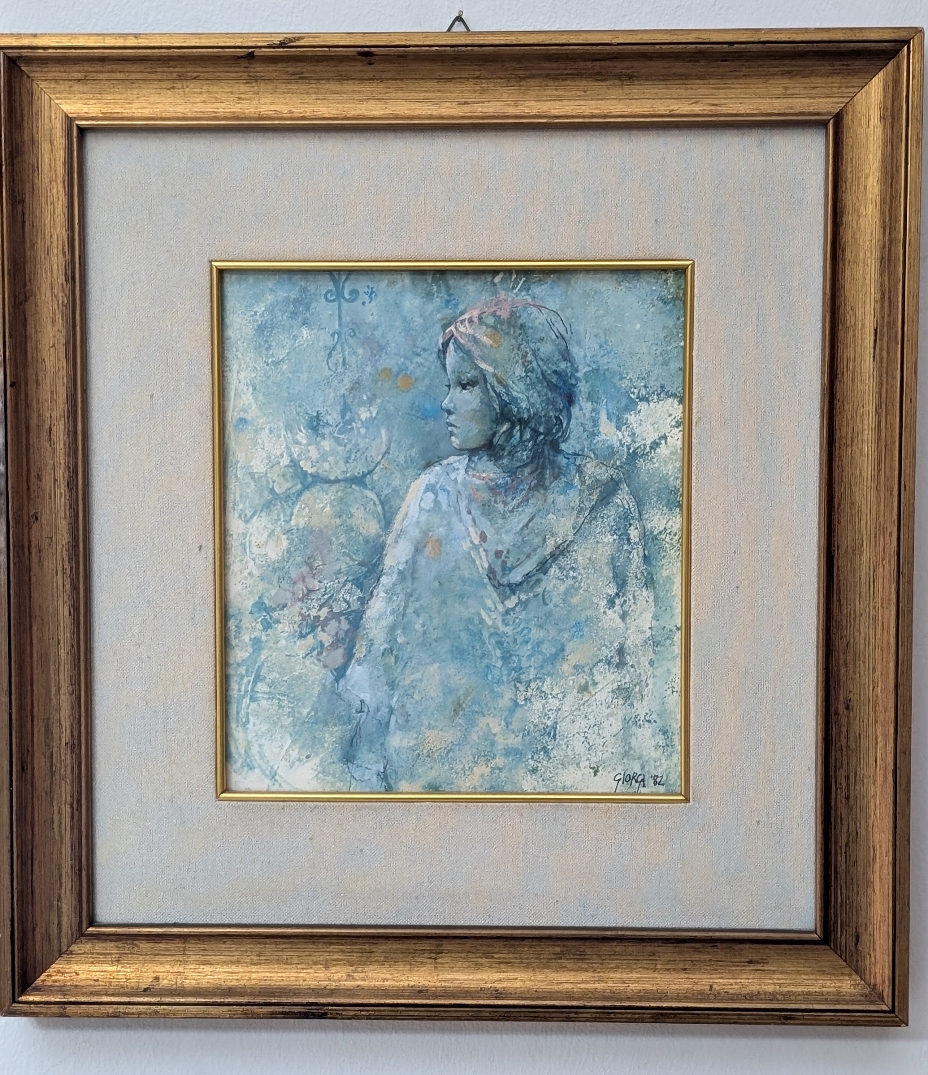 Ragazza con Sguardo Assorto – olio su tela, 30×25 cm, Giuseppe Giorgi, 1982 [VENDUTO]