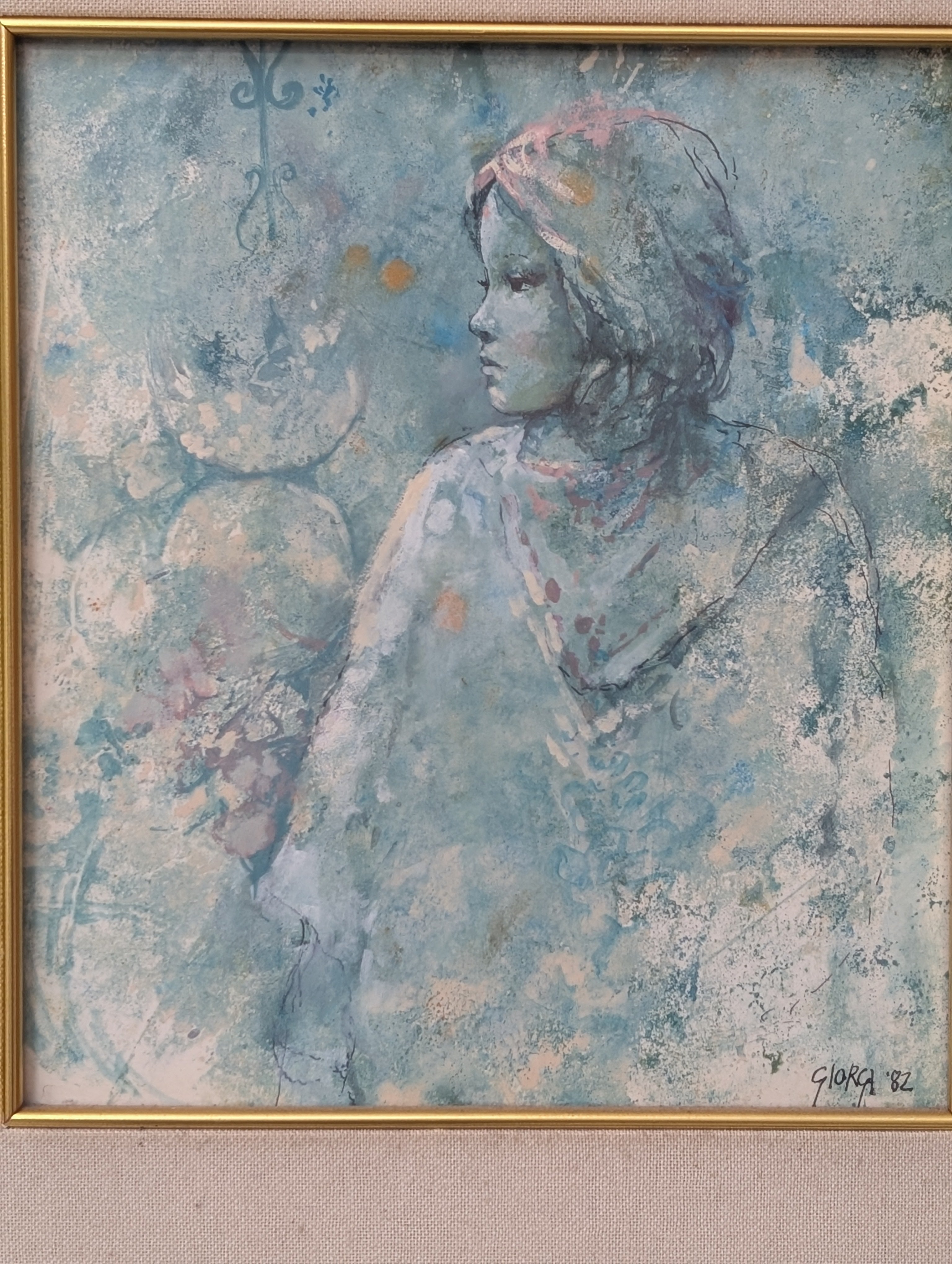 Ragazza con Sguardo Assorto – olio su tela, 30×25 cm, Giuseppe Giorgi, 1982 [VENDUTO]