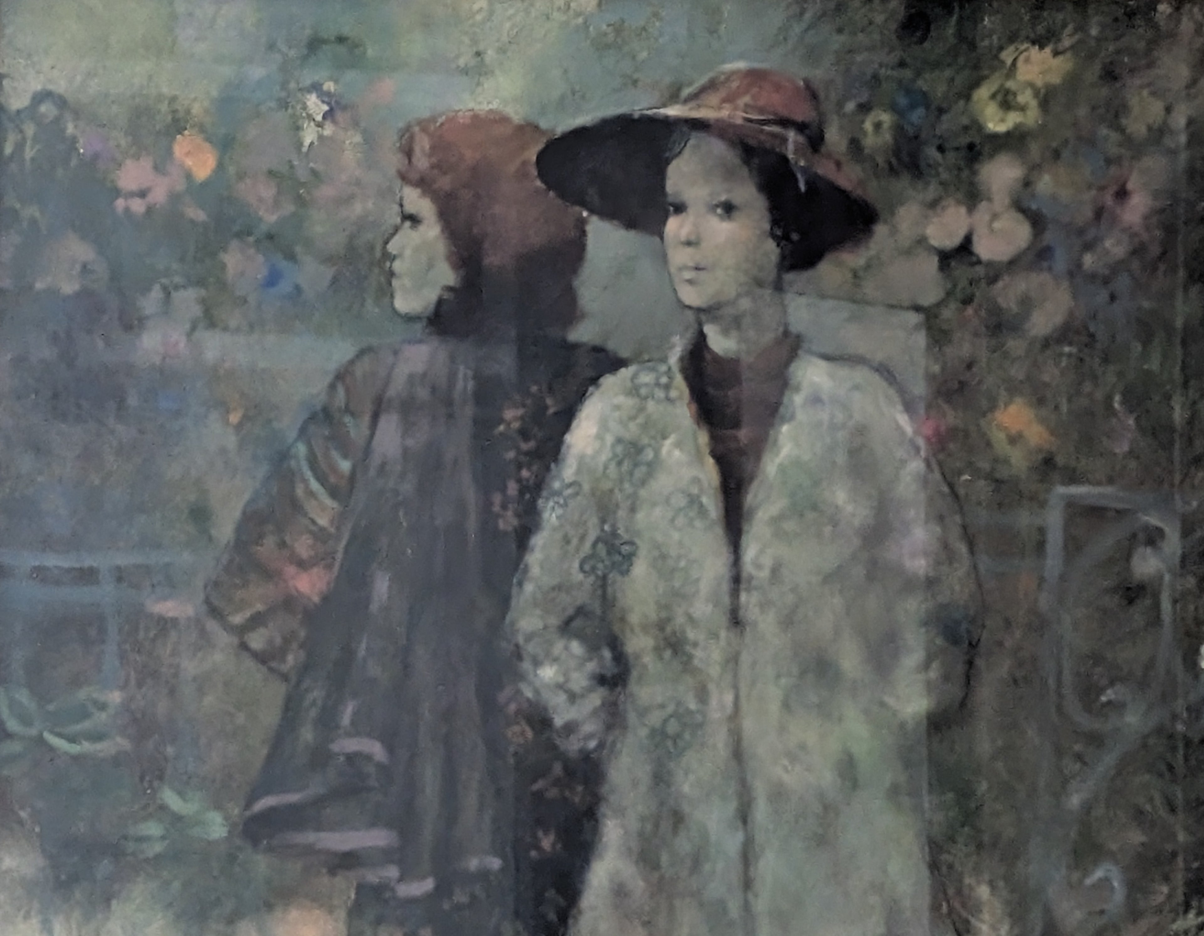 Confidenze tra Amiche – olio su tela, 50×40 cm, Giuseppe Giorgi, 1982