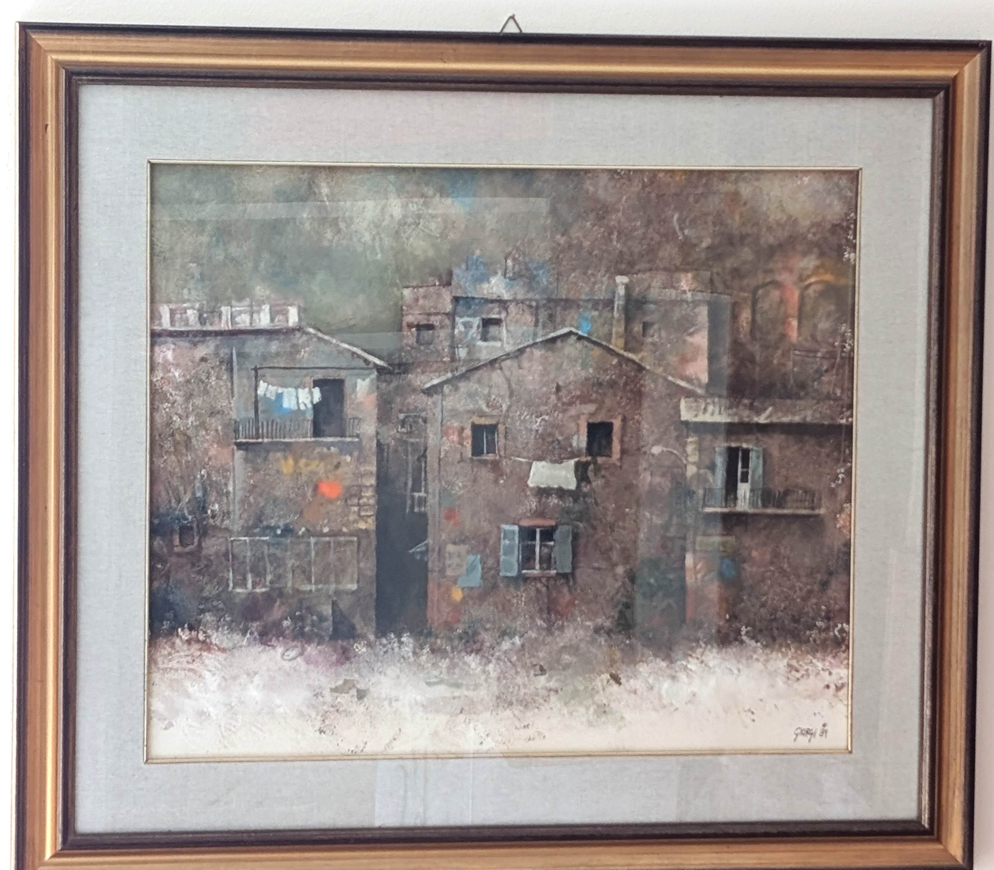 Borgo Sospeso nel Tempo – olio su tela, 60×50 cm, Giuseppe Giorgi, 1981