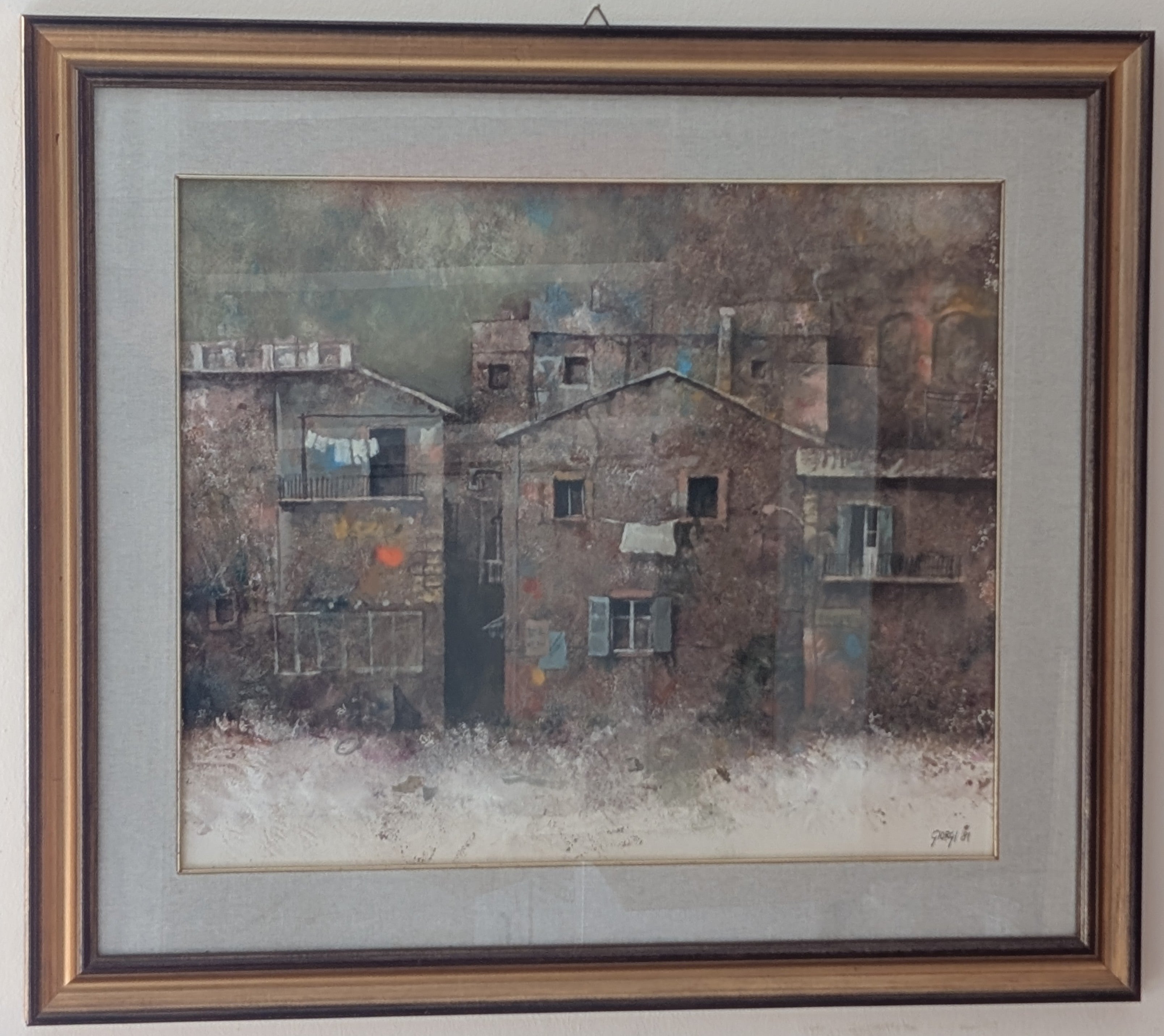 Borgo Sospeso nel Tempo – olio su tela, 60×50 cm, Giuseppe Giorgi, 1981