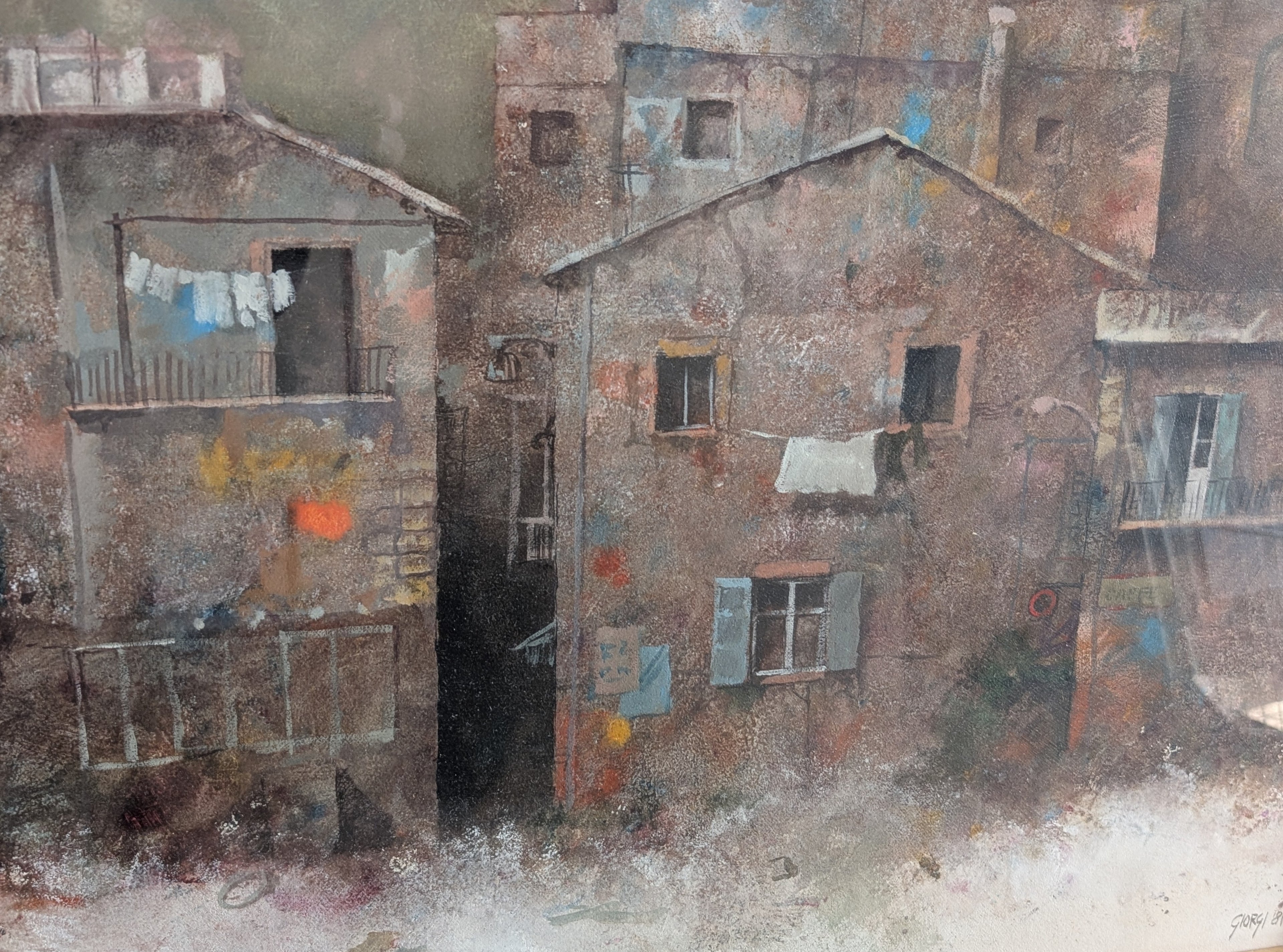 Borgo Sospeso nel Tempo – olio su tela, 60×50 cm, Giuseppe Giorgi, 1981