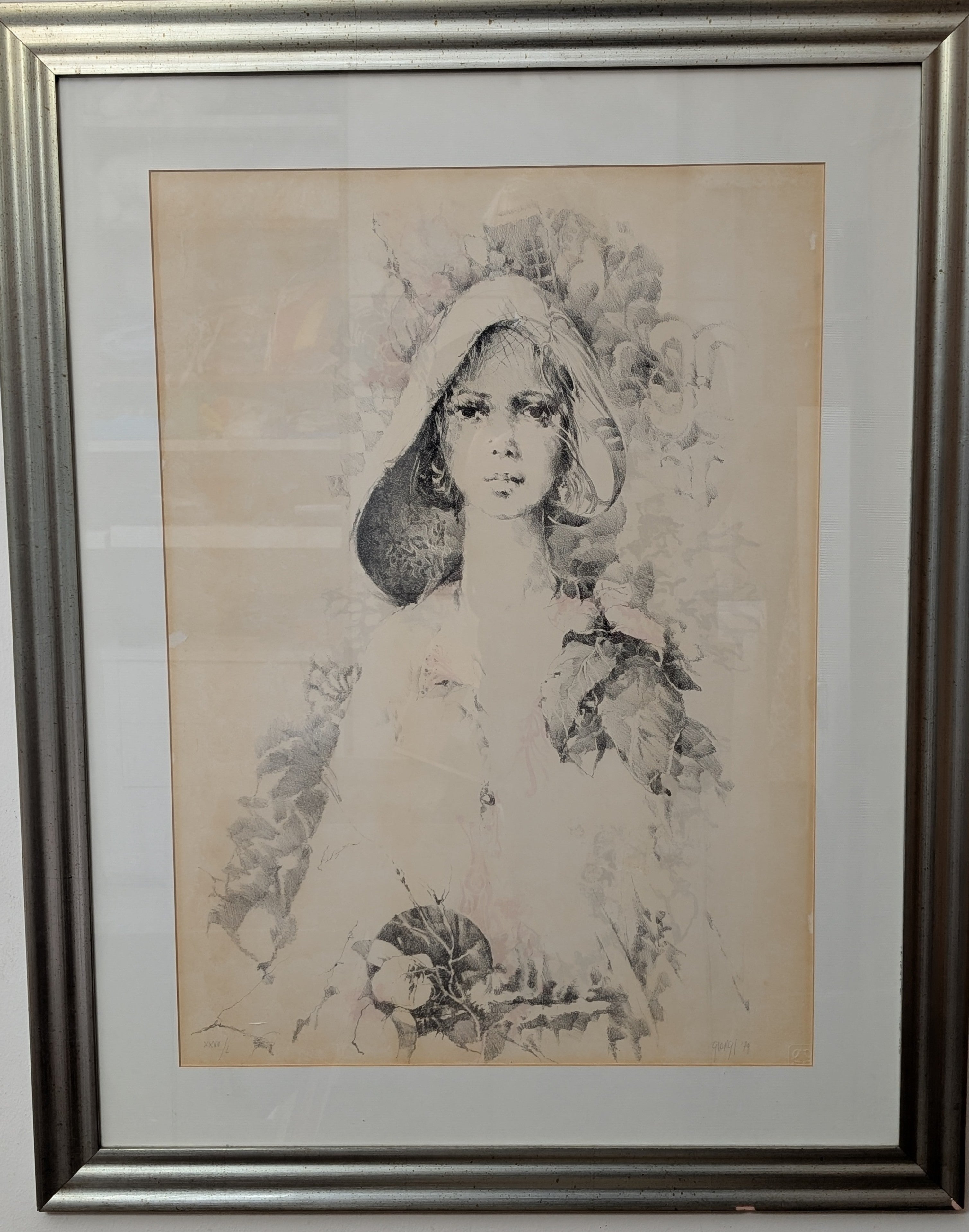 Ragazza nel Prato Fiorito – multiplo d’arte, ca. 50×40 cm, Giuseppe Giorgi, anni ’80