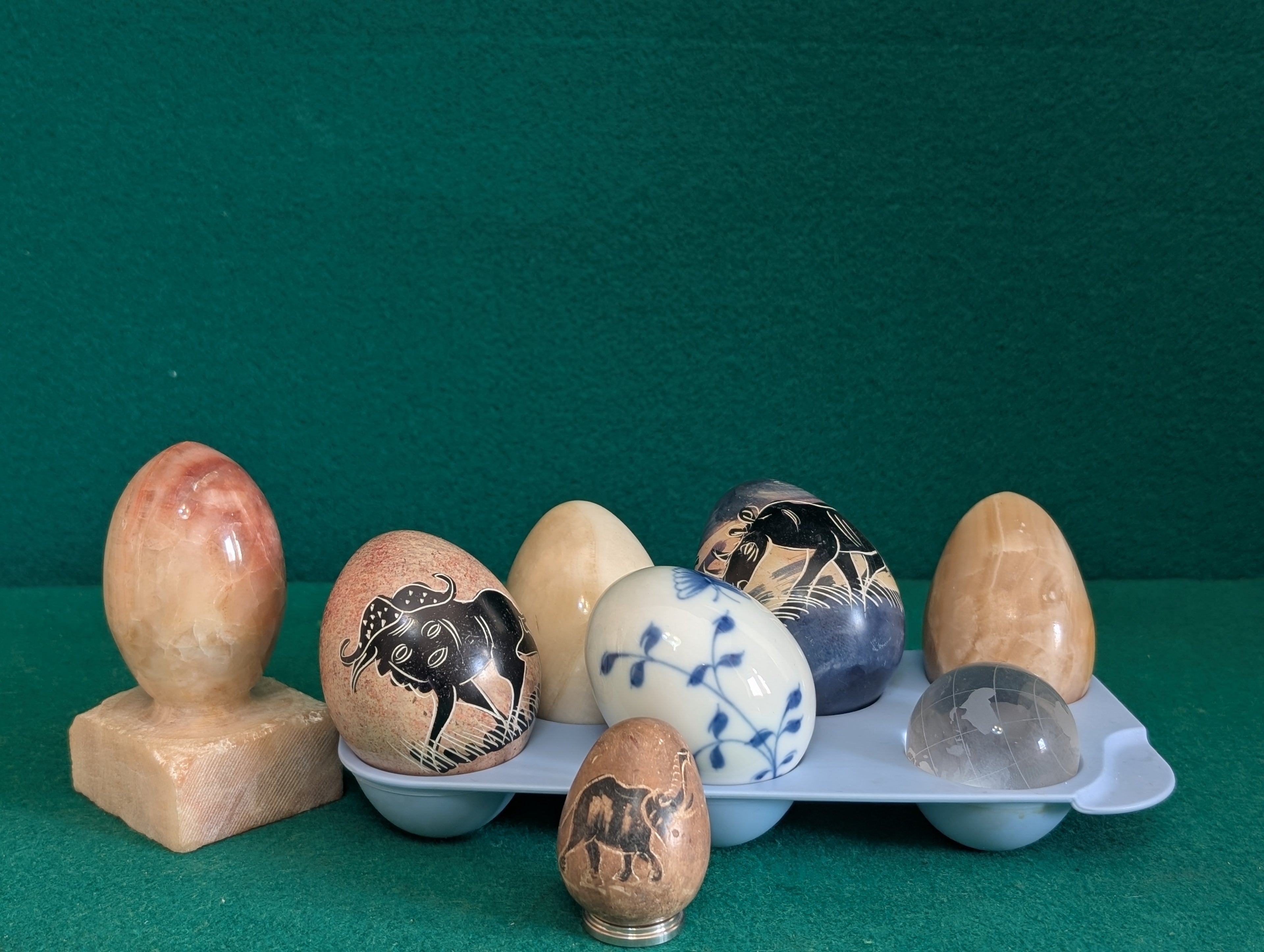 Lotto Collezione Uova Decorative in Marmo e Alabastro - Pietre Naturali Lavorate - Collezionismo Minerali