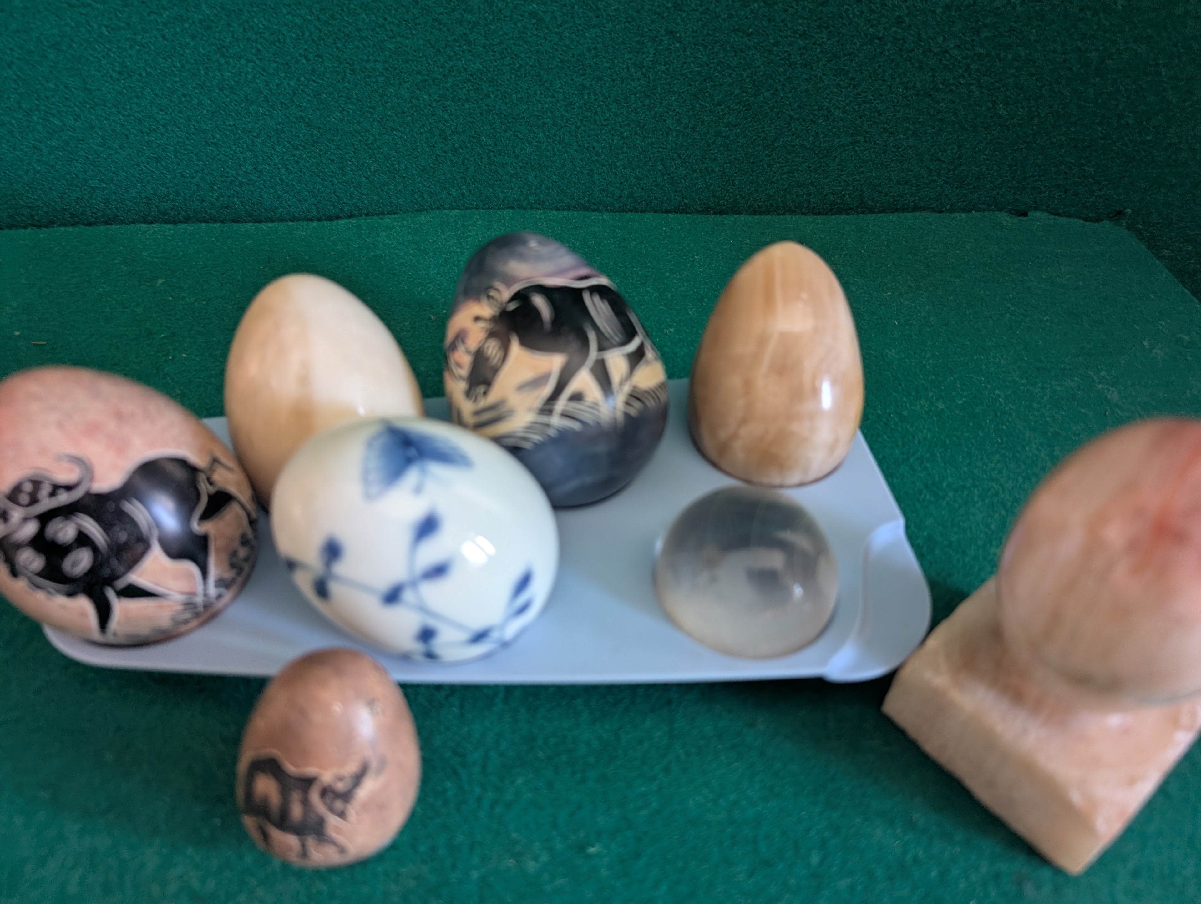 Lotto Collezione Uova Decorative in Marmo e Alabastro - Pietre Naturali Lavorate - Collezionismo Minerali