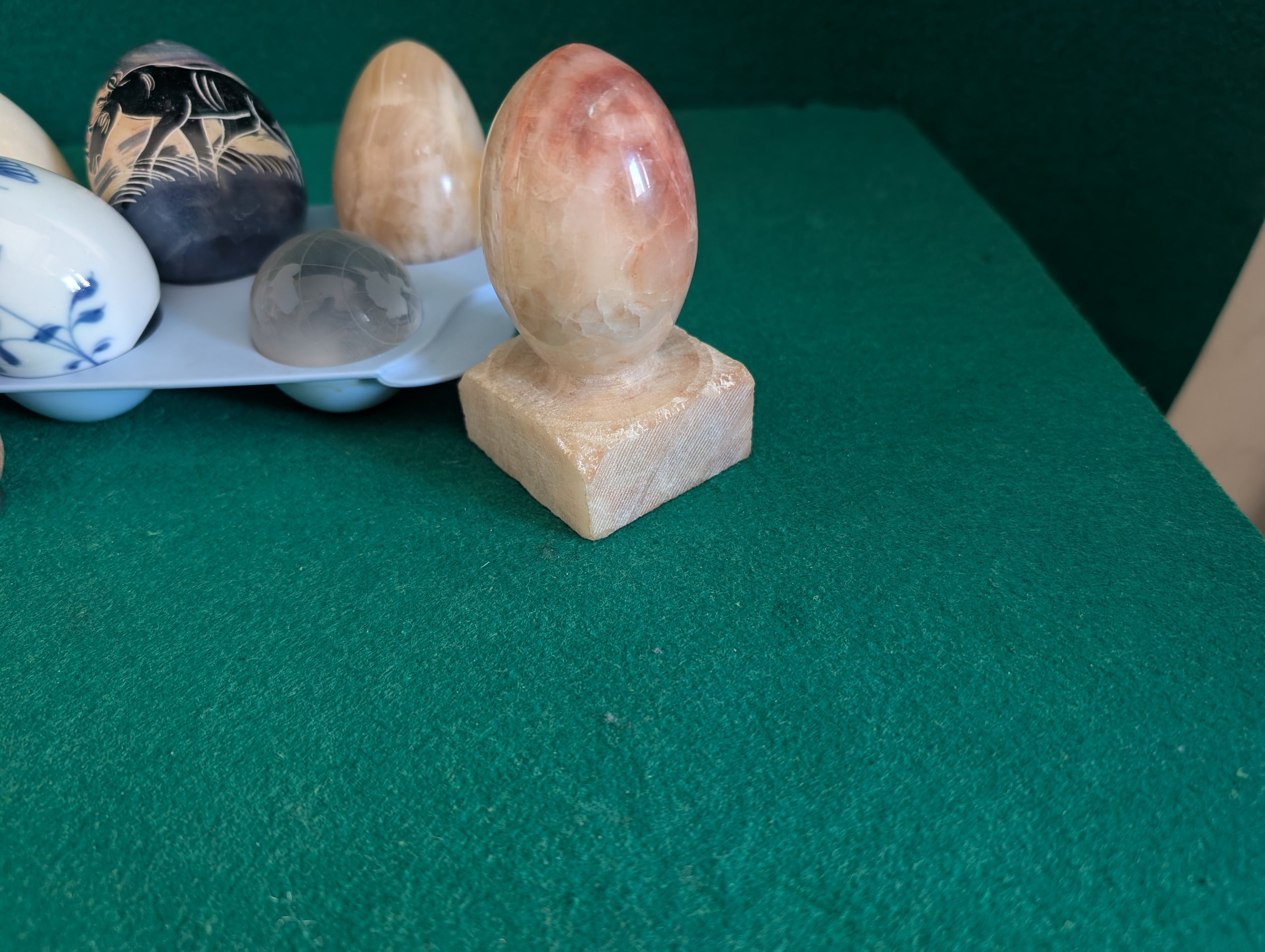 Lotto Collezione Uova Decorative in Marmo e Alabastro - Pietre Naturali Lavorate - Collezionismo Minerali