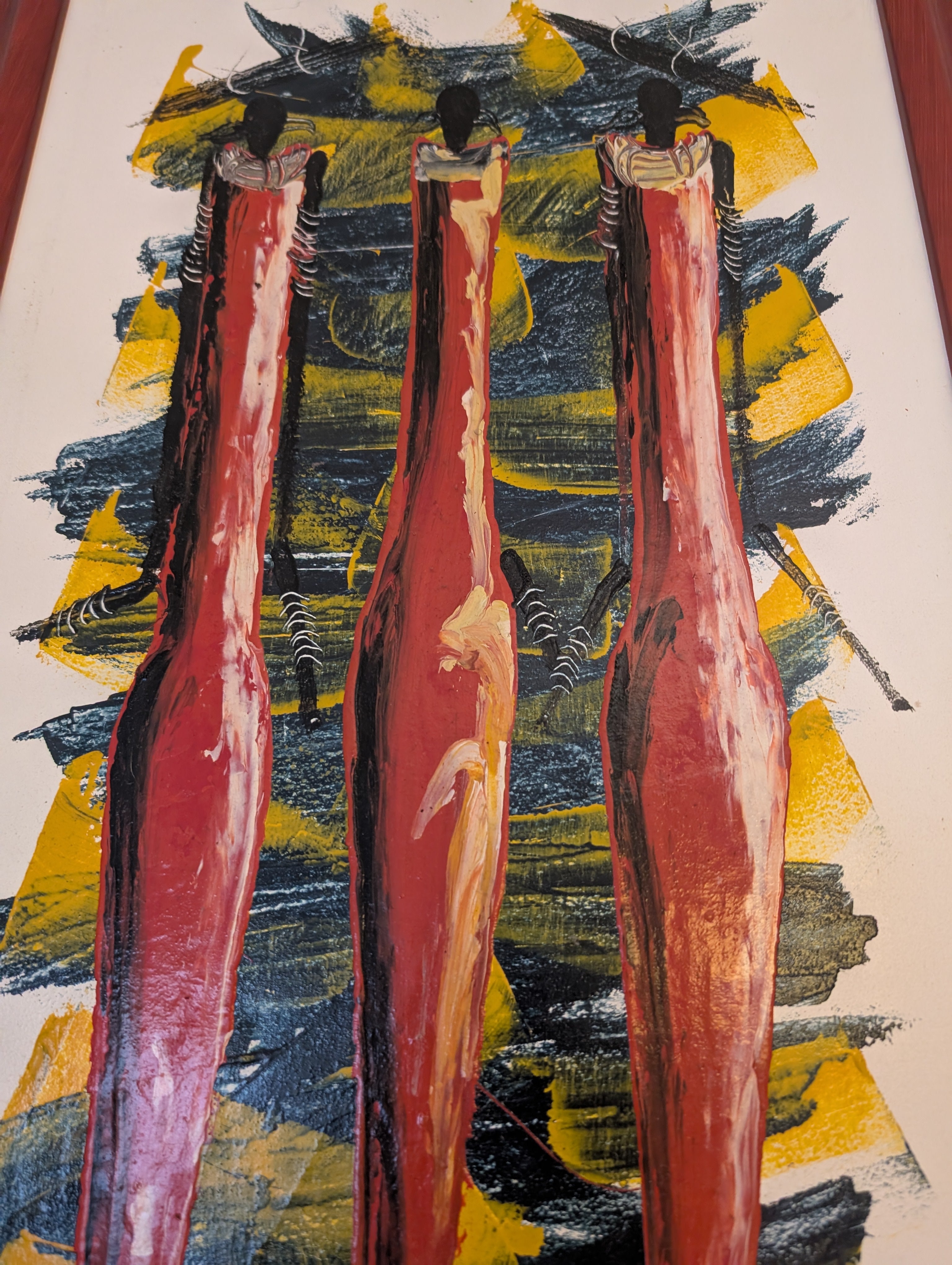 Donne Masai – dipinto Tingatinga, 40×80 cm, Mandajo, Tanzania