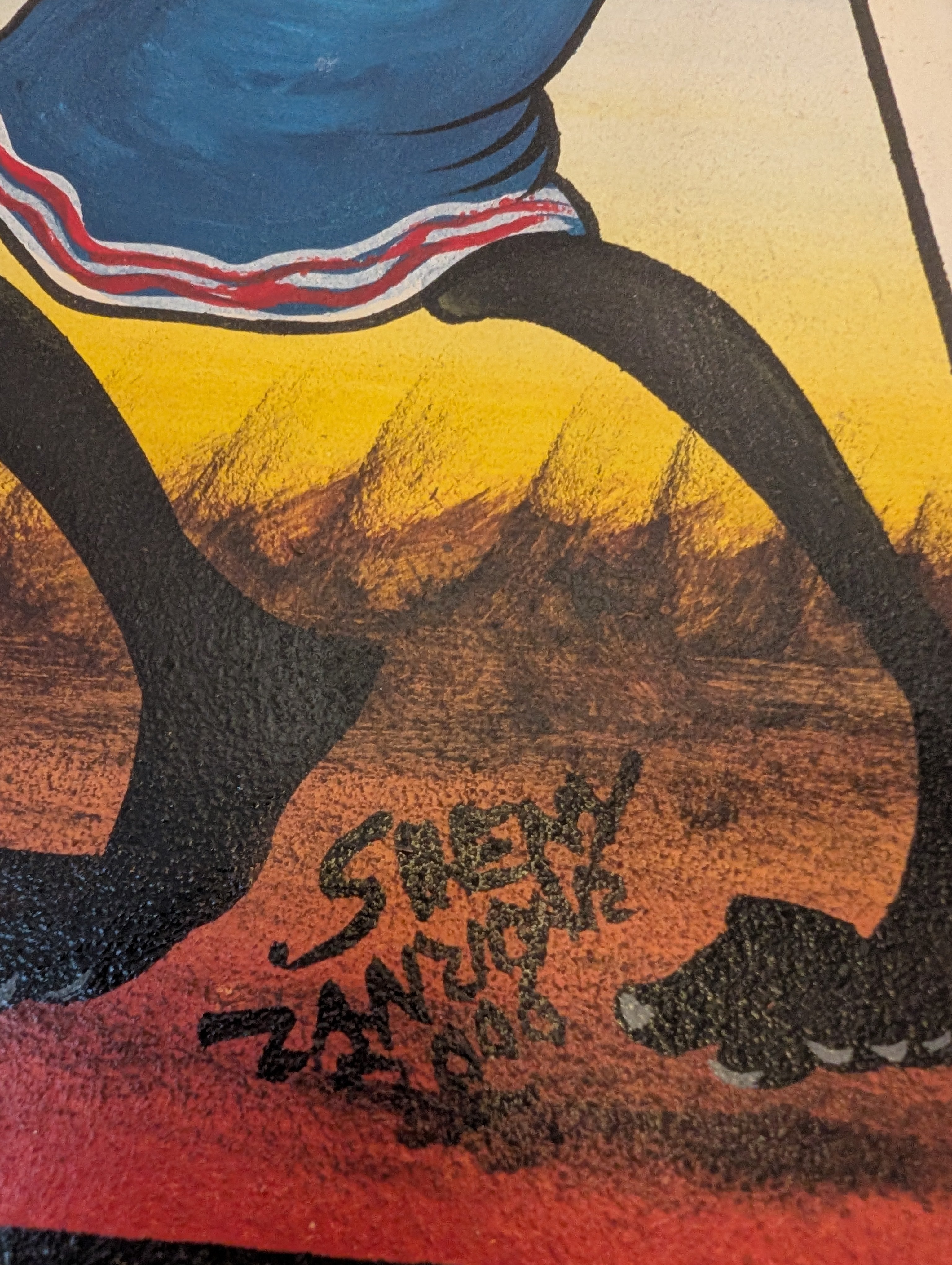 Dipinto Tingatinga Zanzibar - Donne Masai Lavoro 90x55 cm - Sheny - Arte Africana Originale