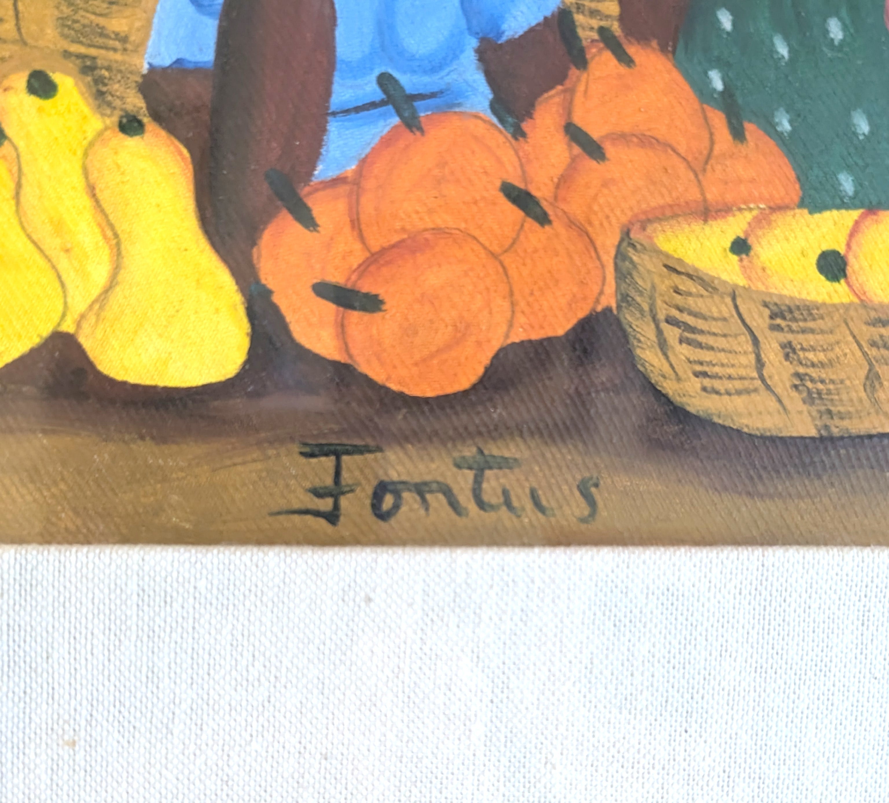 Stampa Tela Arte Haitiana "Donne al Mercato" - Domenique Fontus 20x25cm