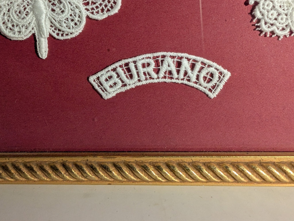 Quadretto Burano con Farfalle in Pizzo - 22x22 cm