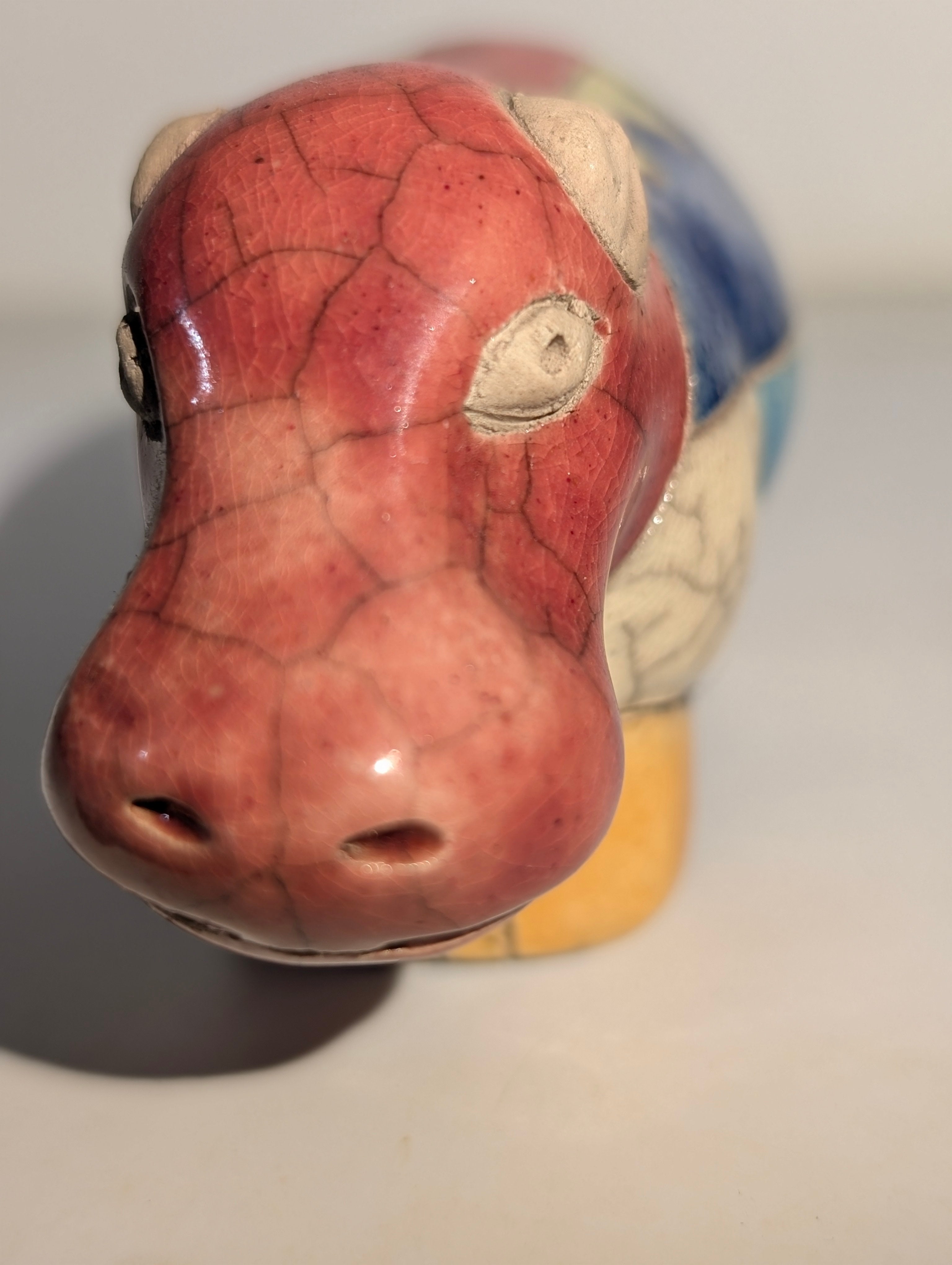 Ippopotamo Raku – Ceramica Artigianale Dipinta a Mano