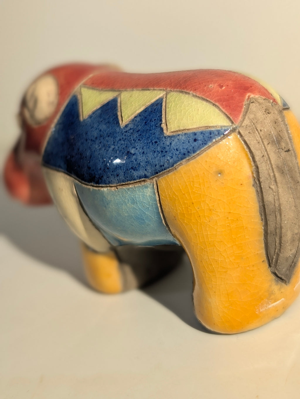 Ippopotamo Raku – Ceramica Artigianale Dipinta a Mano