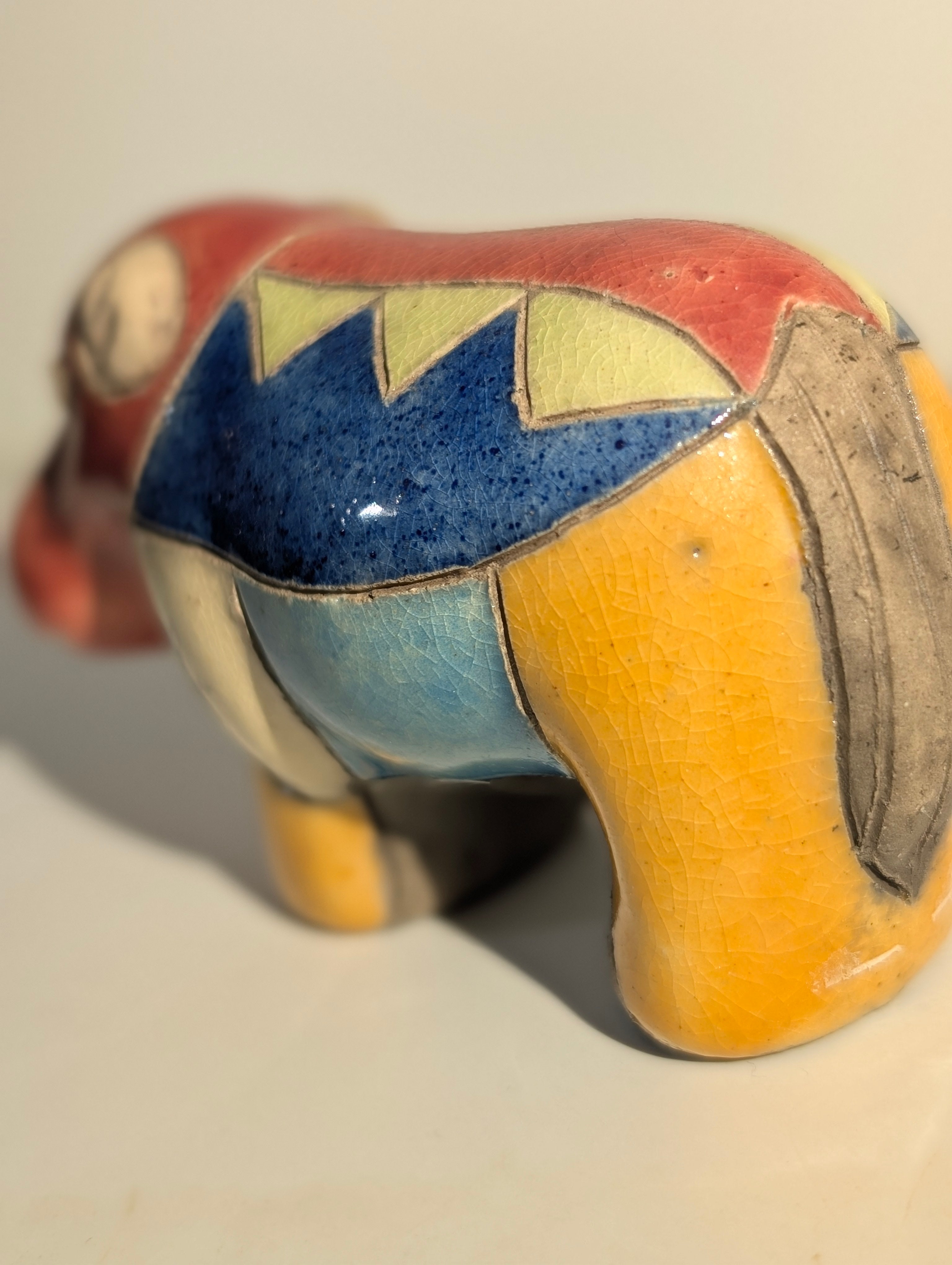 Ippopotamo Raku – Ceramica Artigianale Dipinta a Mano