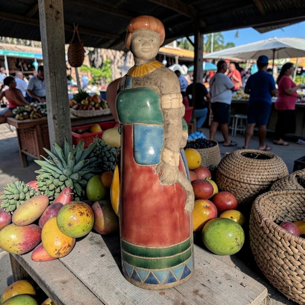 Donna Africana con Bambino – Ceramica Fatta a Mano | Sudafrica