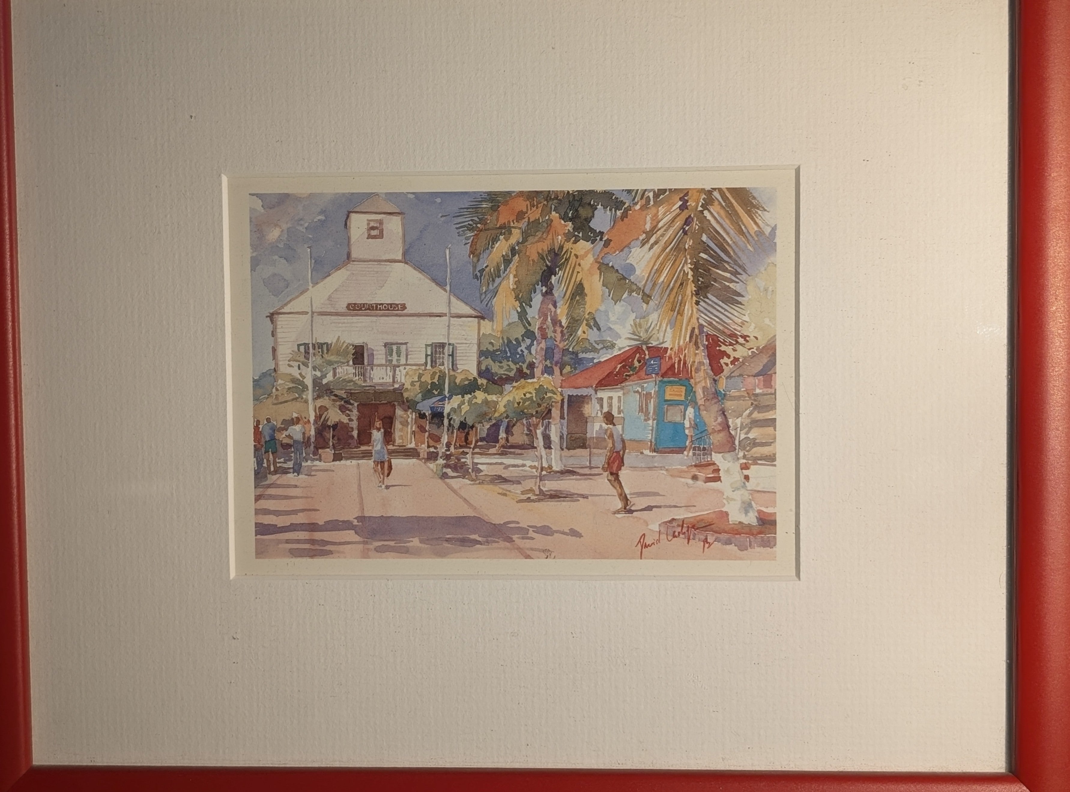 Vita di Villaggio ai Caraibi – Acquerello Originale