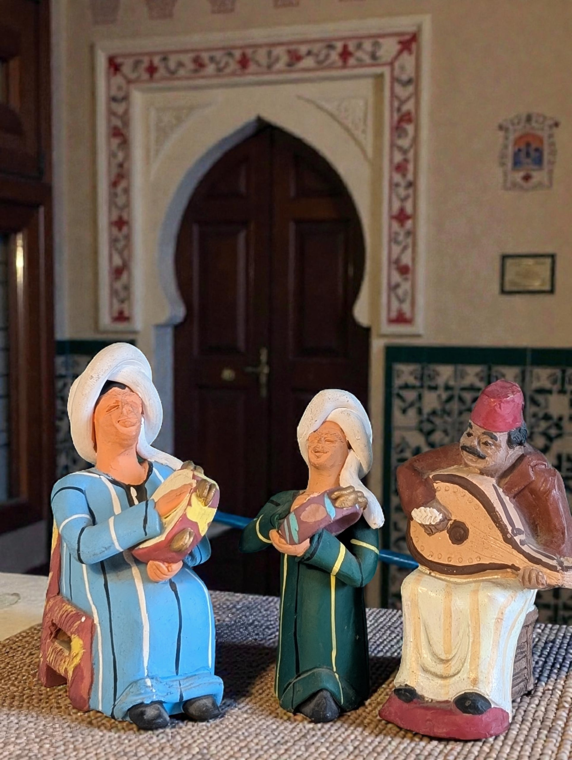 Statuette Musicisti Marocchini Terracotta: Artigianato Tradizionale Souk Marocco 12 cm