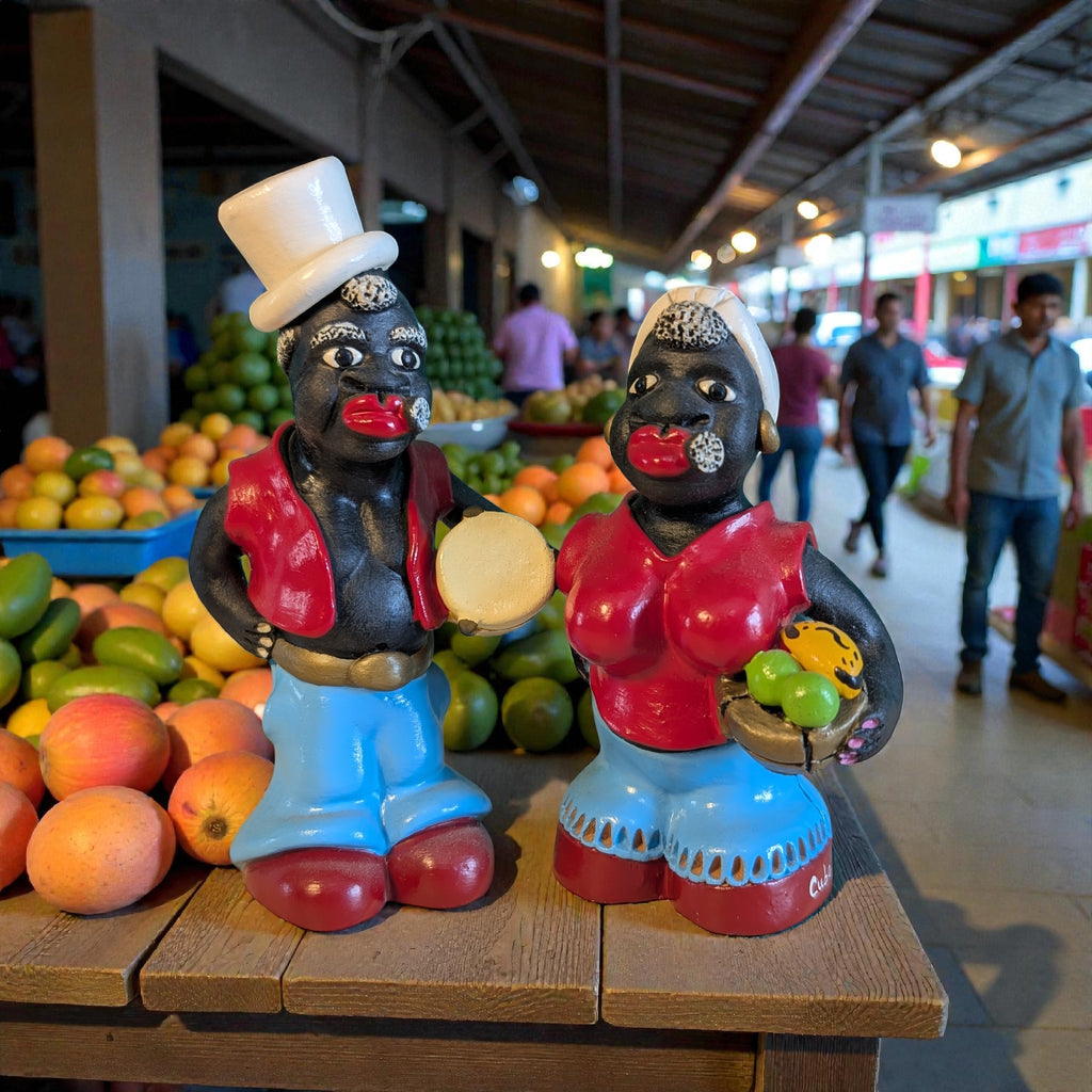 Statuette Artigianali Terracotta: Personaggi Folkloristici Cubani (14 cm)