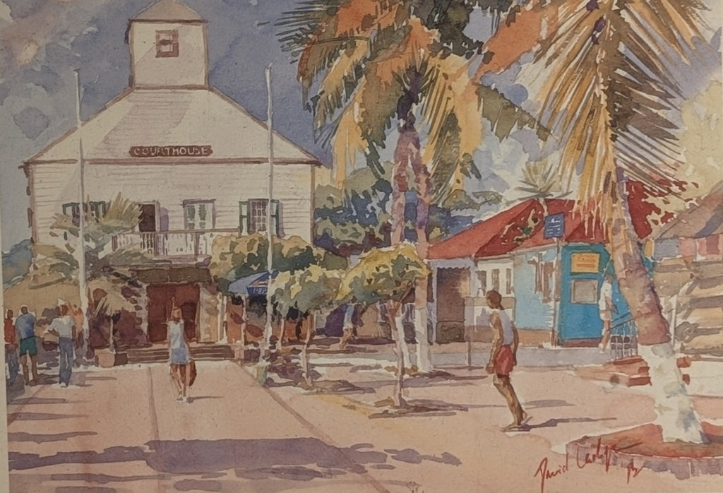 Vita di Villaggio ai Caraibi – Acquerello Originale