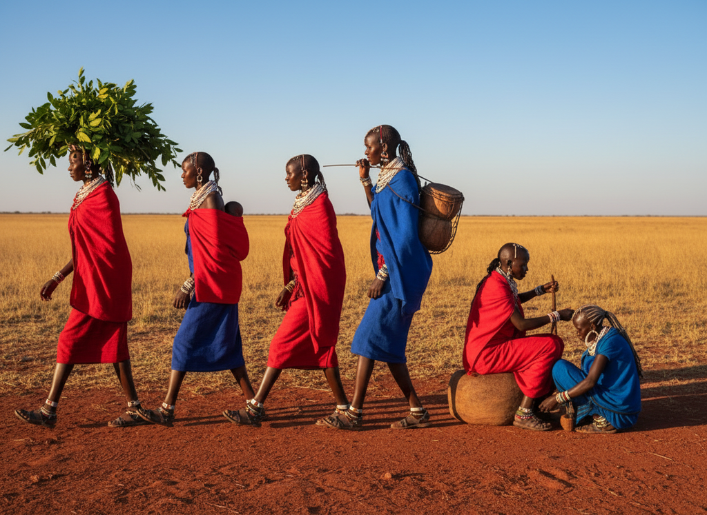 Donne Masai al Lavoro - 75×45 cm