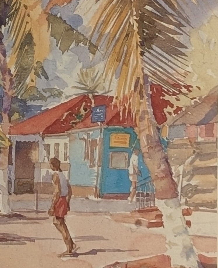 Vita di Villaggio ai Caraibi – Acquerello Originale