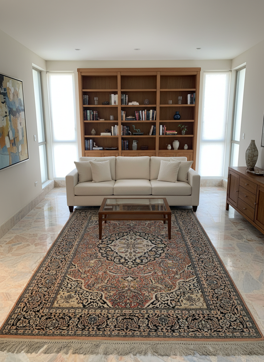 Tappeto Srinagar India Annodato a Mano - Ottime Condizioni con Certificato Garanzia